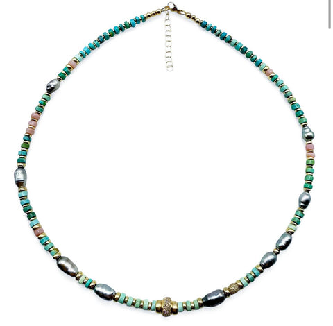 TURQUOISE & TAHITIAN ANTIQUITY NECKLACES. ONE OF A KIND