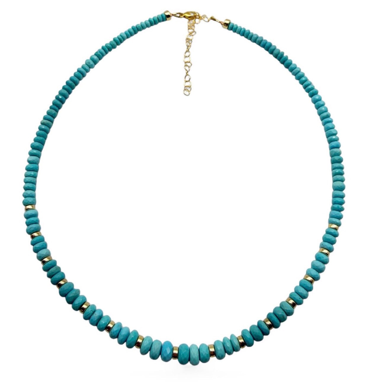 TUQUROISE AND GOLD BEADED NECKLACE