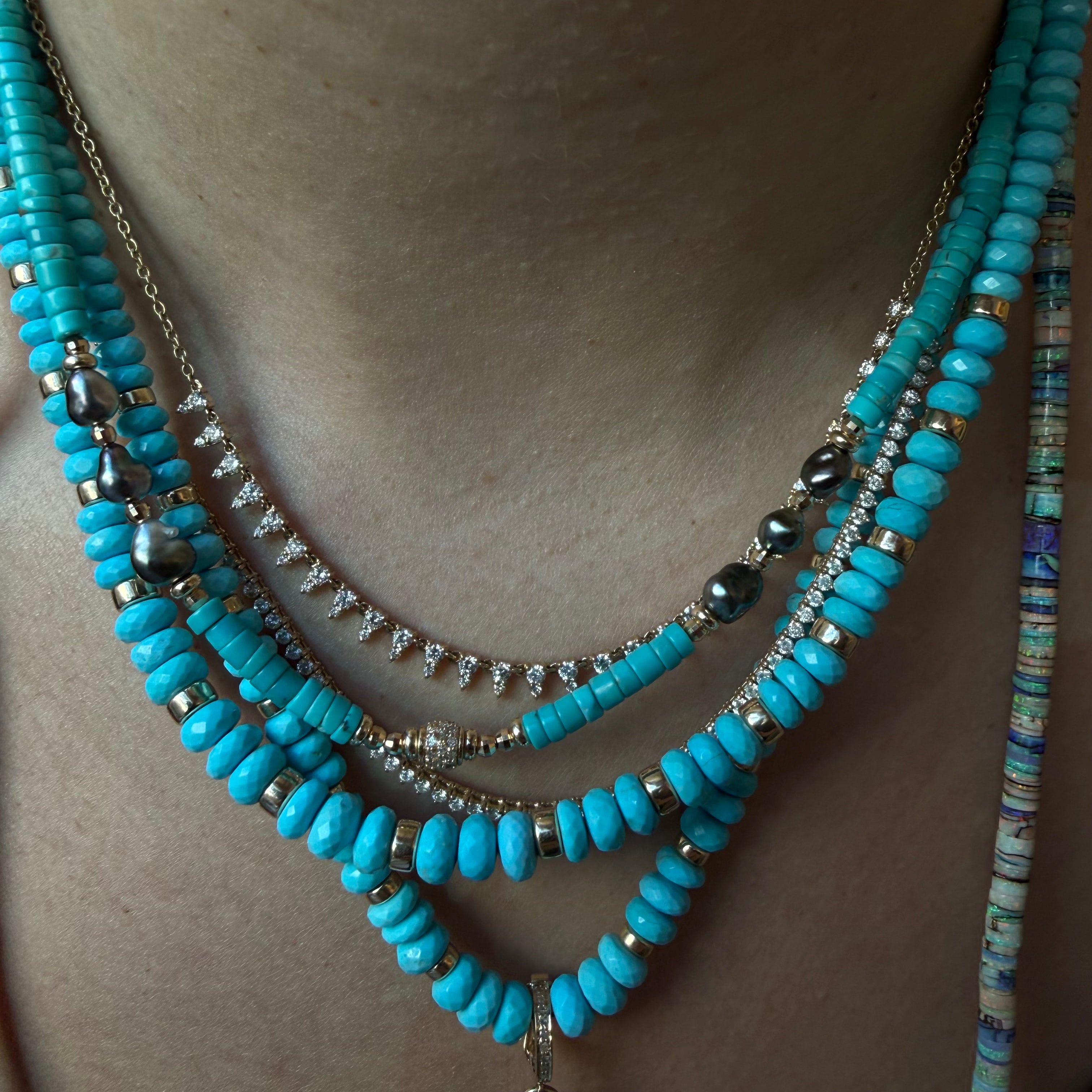 TURQUOISE DIAMOND & TAHITIAN PEARL NECKLACES