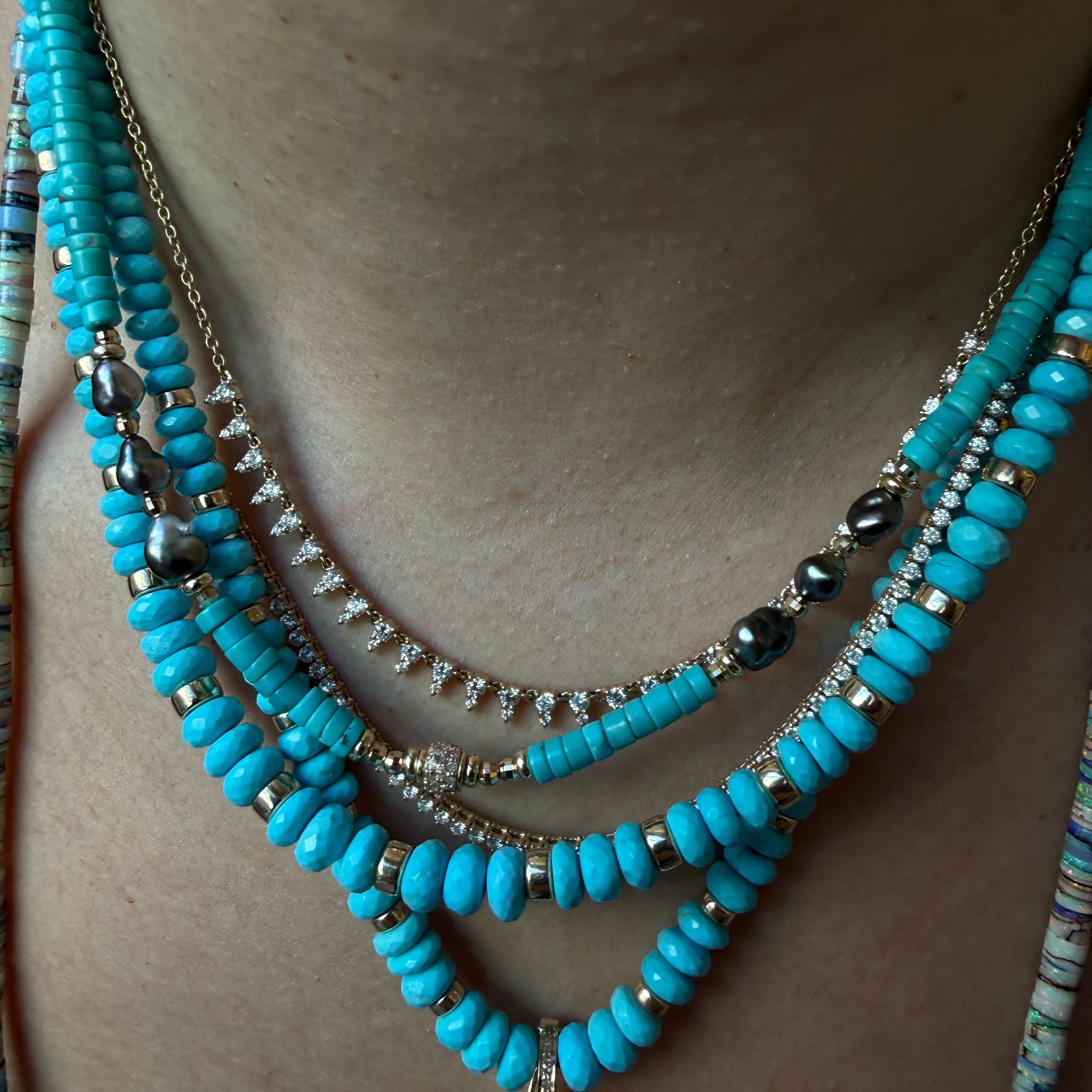 TURQUOISE DIAMOND & TAHITIAN PEARL NECKLACES