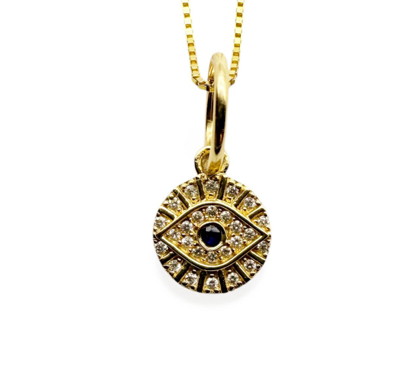 ROUND DIAMOND EVIL EYE PROTECTION CHARM