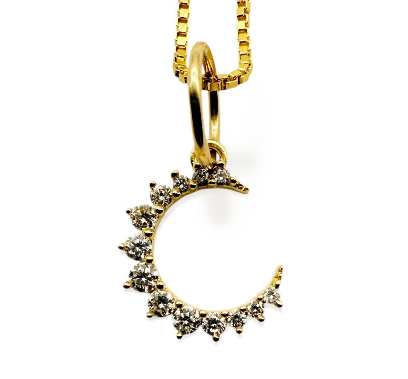14K GOLD & DIAMOND CRESCENT MOON