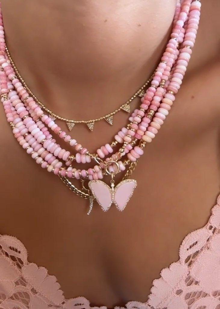 PINK OPAL AND DIAMOND BUTTERFLY