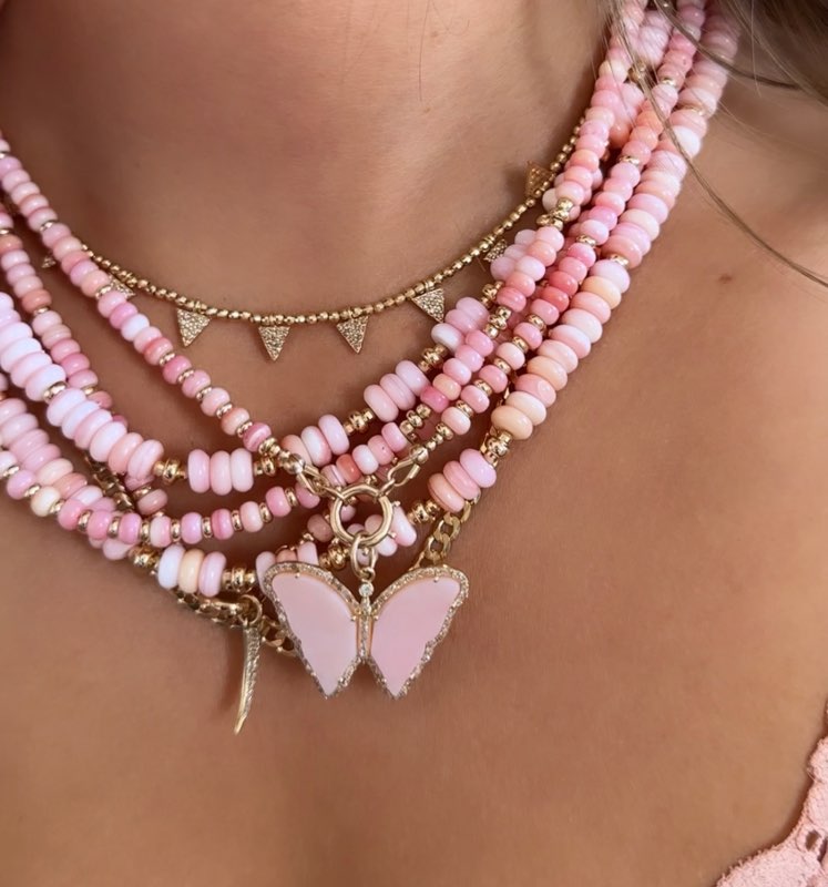 PINK OPAL AND DIAMOND BUTTERFLY