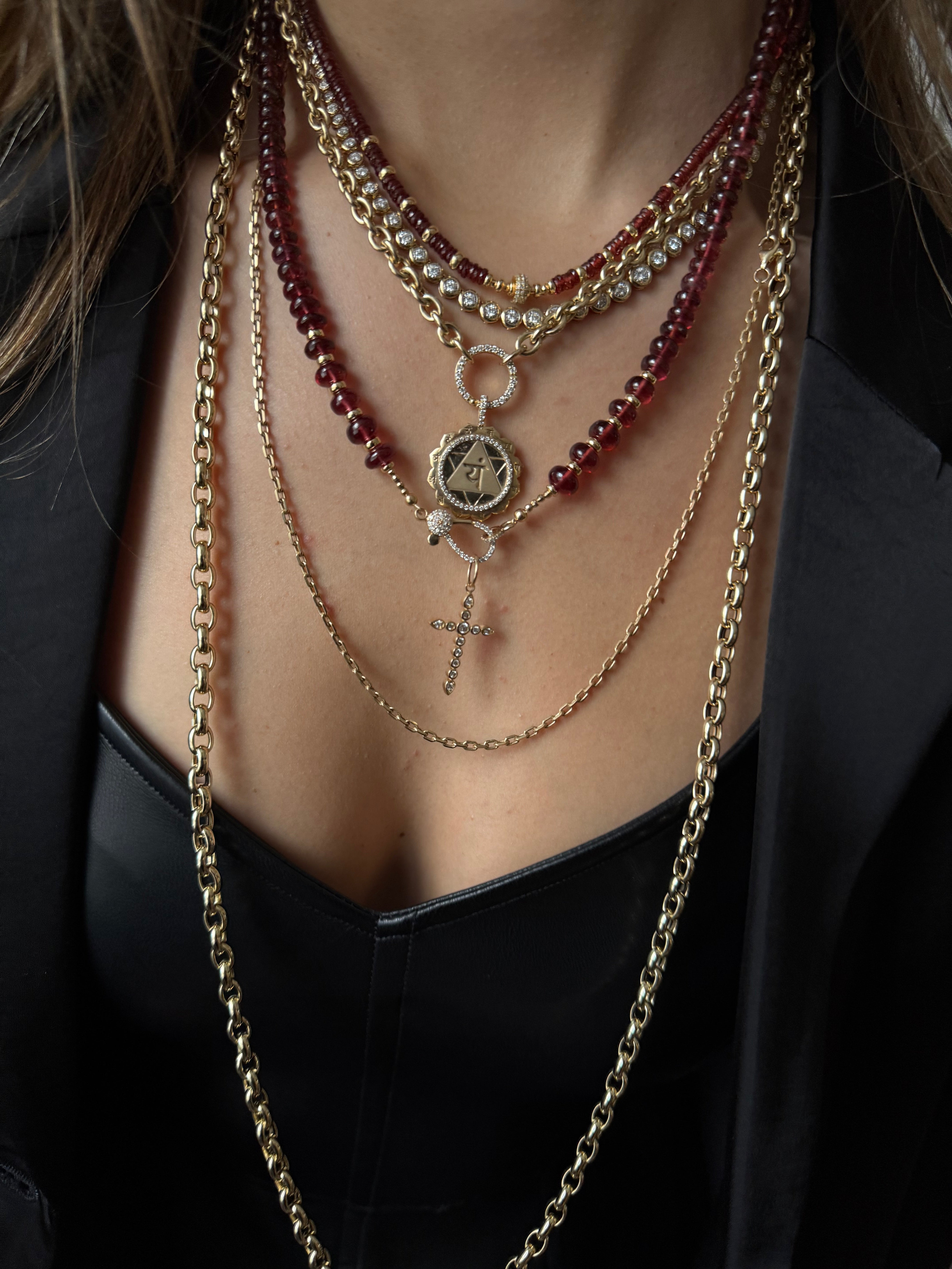 14K GOLD LONG PUFFY ROLO CHAIN