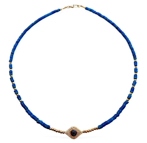 DIAMOND EVIL EYE BEADED NECKLACE