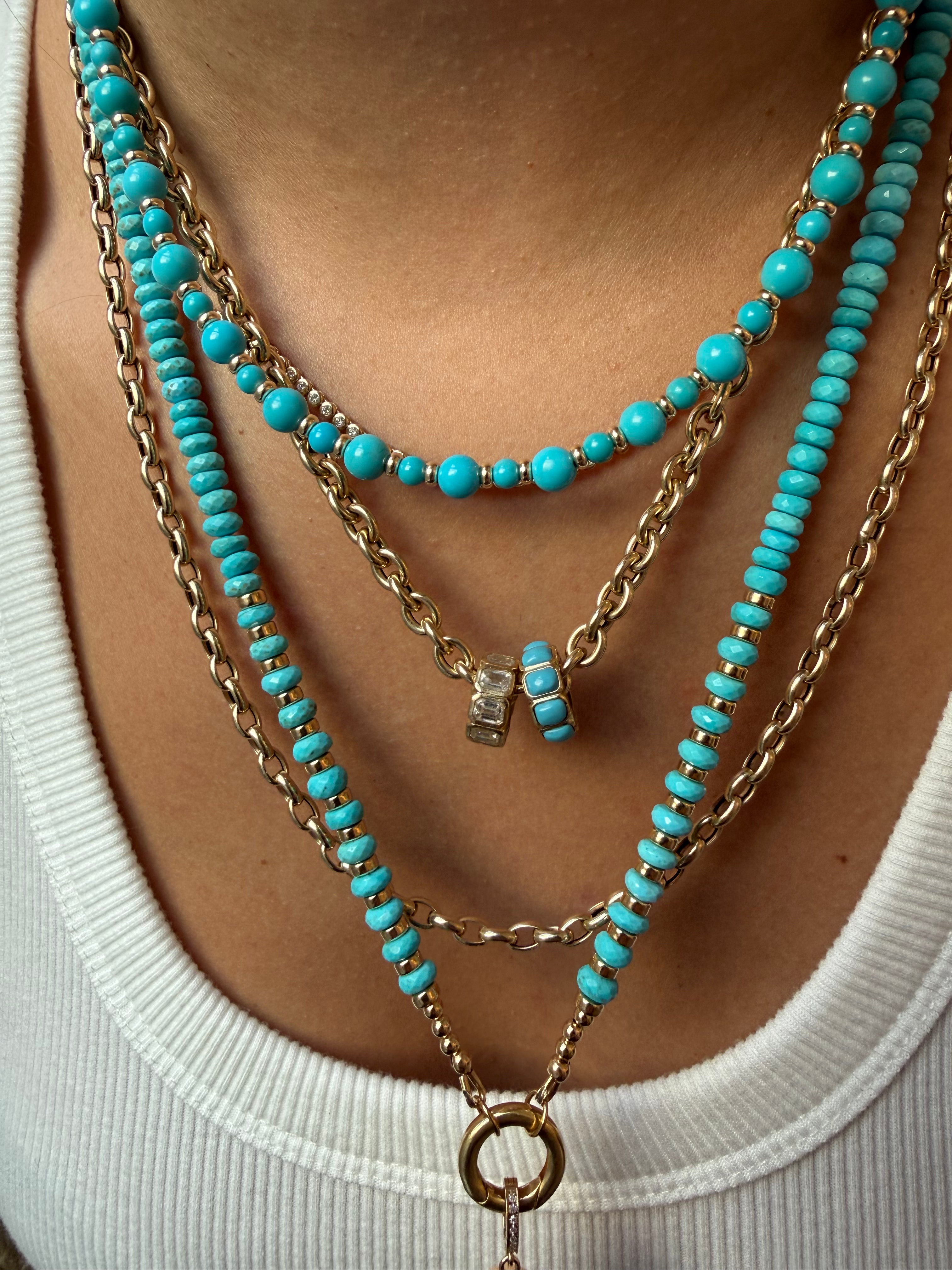 TURQUOISE 22" NECKLACE WITH FRONT FACING CLASP