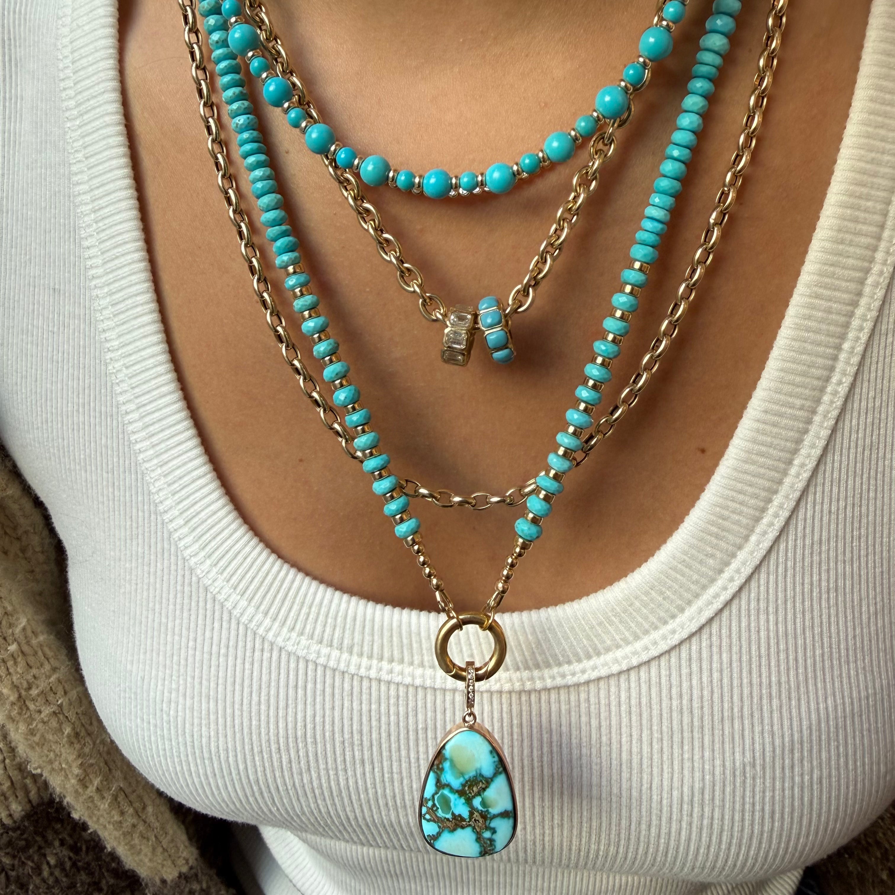 TURQUOISE 22" NECKLACE WITH FRONT FACING CLASP