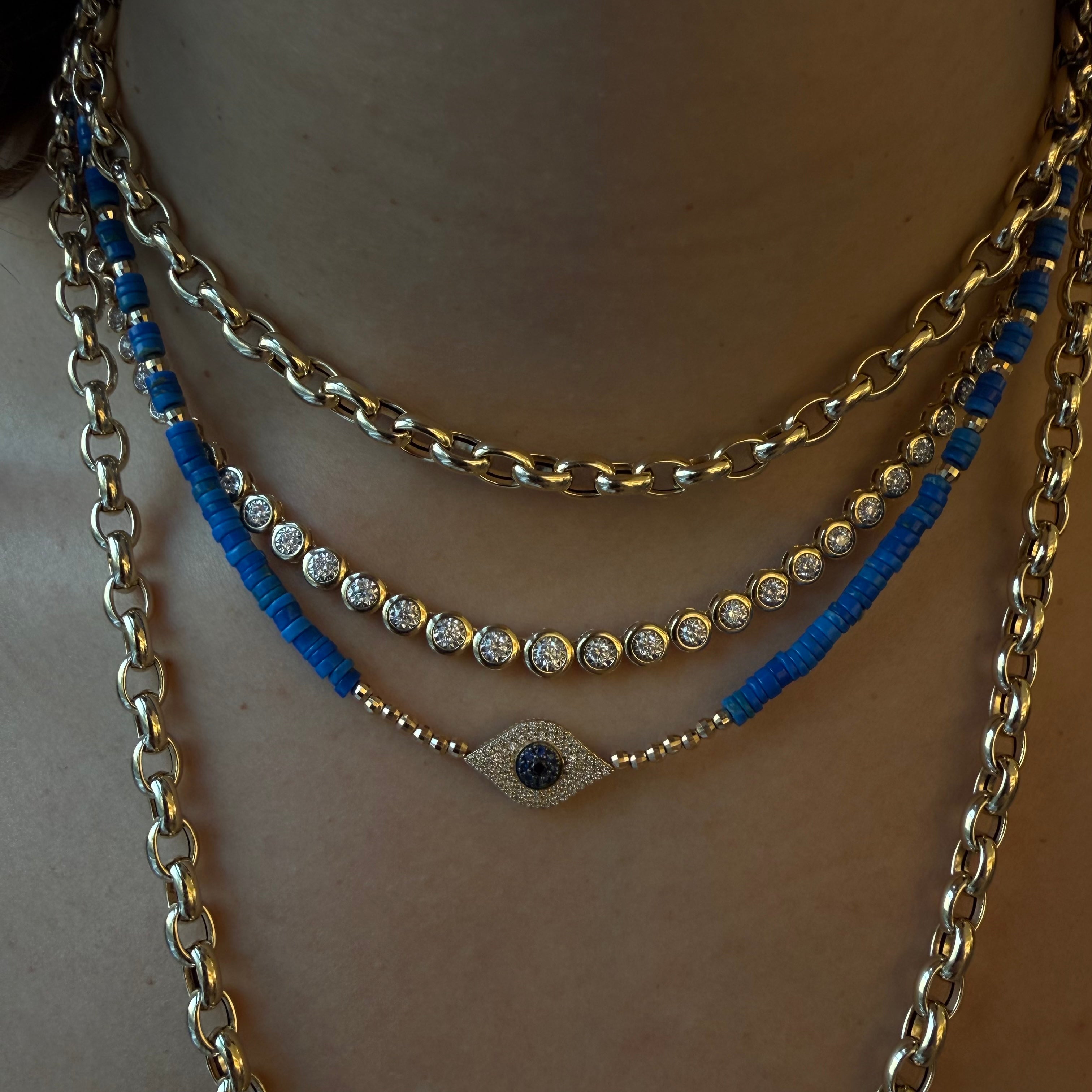 DIAMOND EVIL EYE BEADED NECKLACE