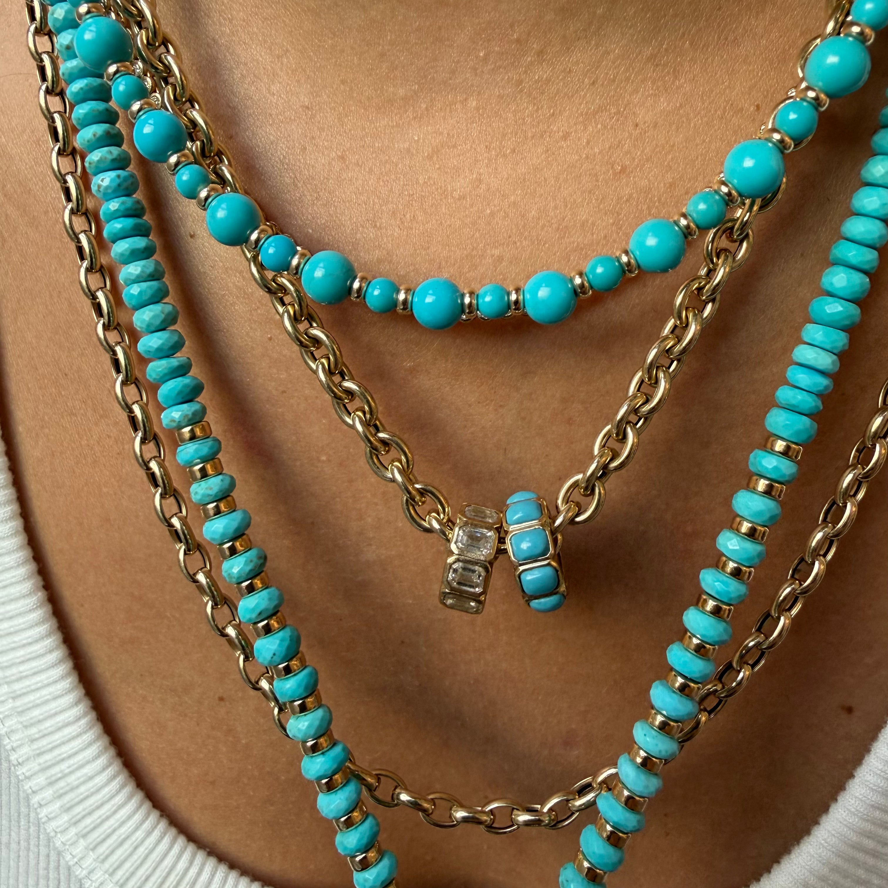 TURQUOISE 22" NECKLACE WITH FRONT FACING CLASP