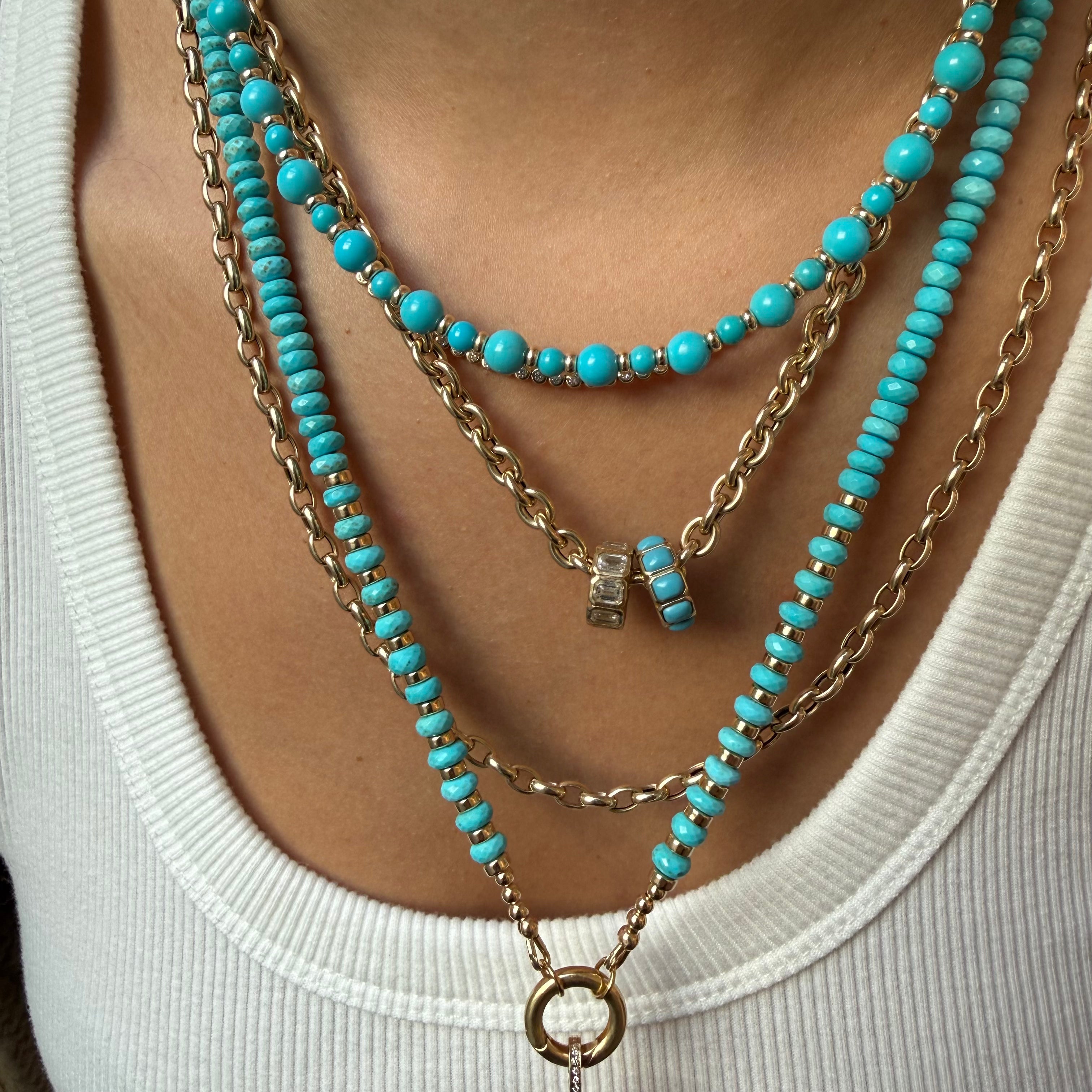 TURQUOISE 22" NECKLACE WITH FRONT FACING CLASP