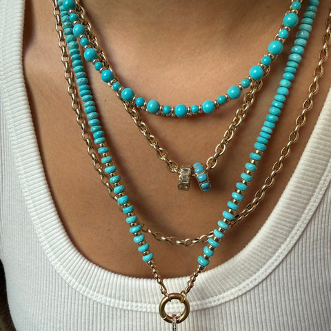 TURQUOISE 22" NECKLACE WITH FRONT FACING CLASP