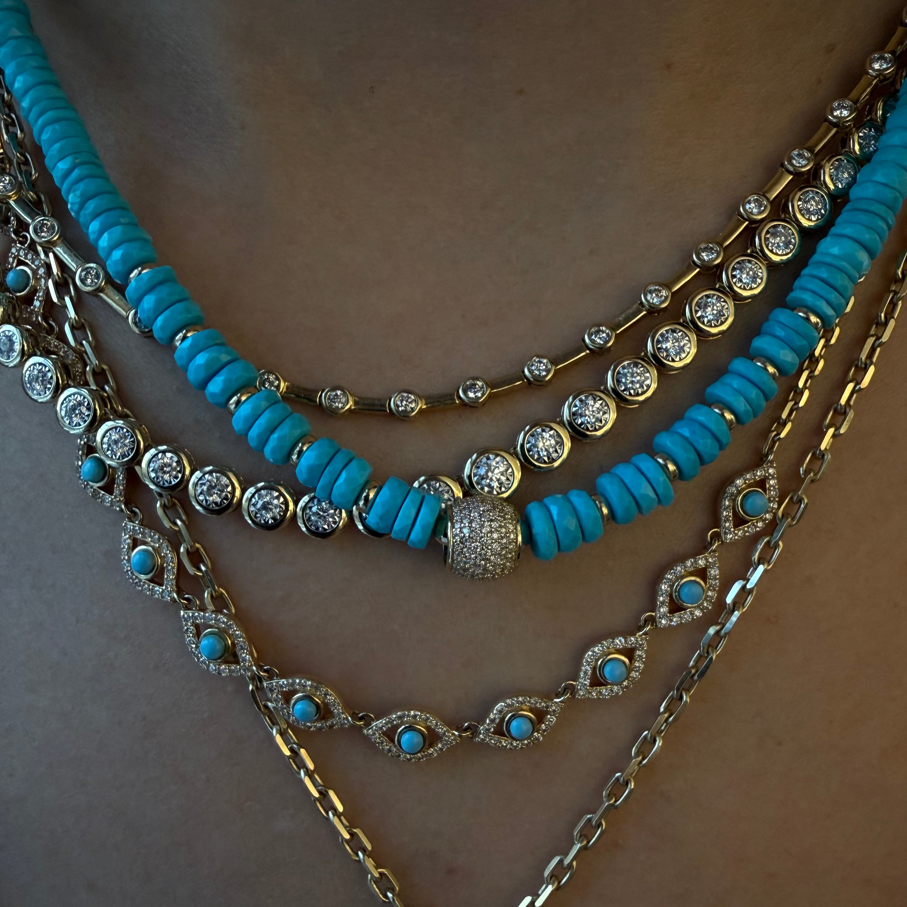 SLEEPING BEAUTY NECKLACE WITH DIAMOND AND GOLD RONDELLE BEAD