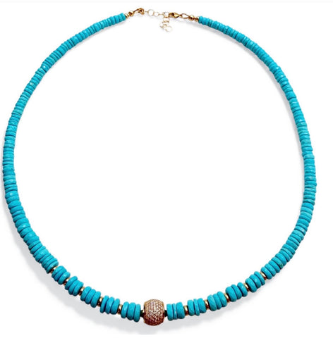 SLEEPING BEAUTY NECKLACE WITH DIAMOND AND GOLD RONDELLE BEAD