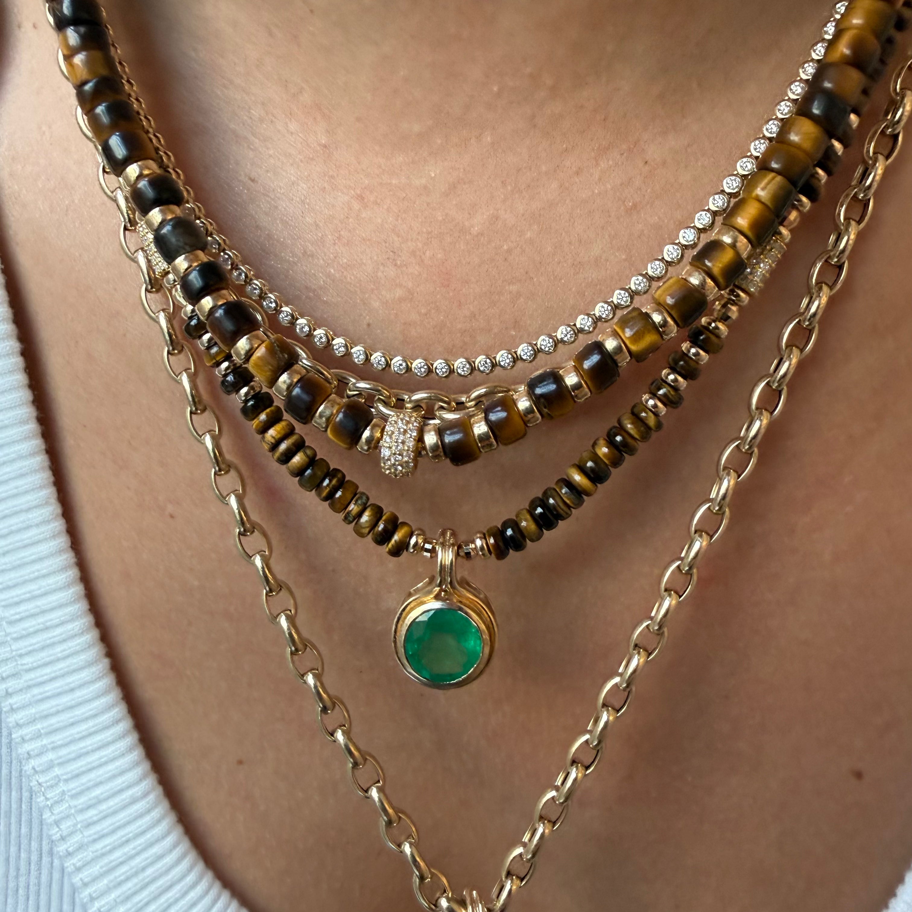 TIGERS EYE & DIAMOND BEAD NECKLACE