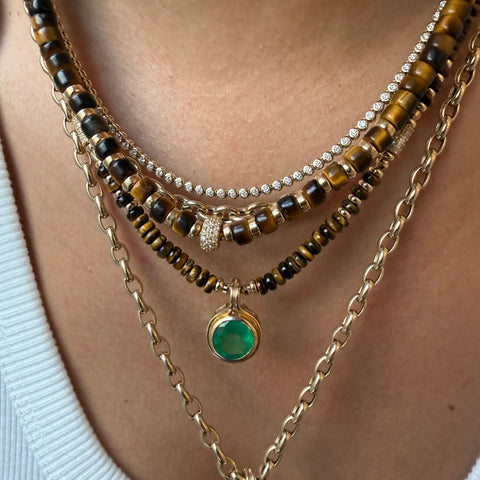 TIGERS EYE & DIAMOND BEAD NECKLACE