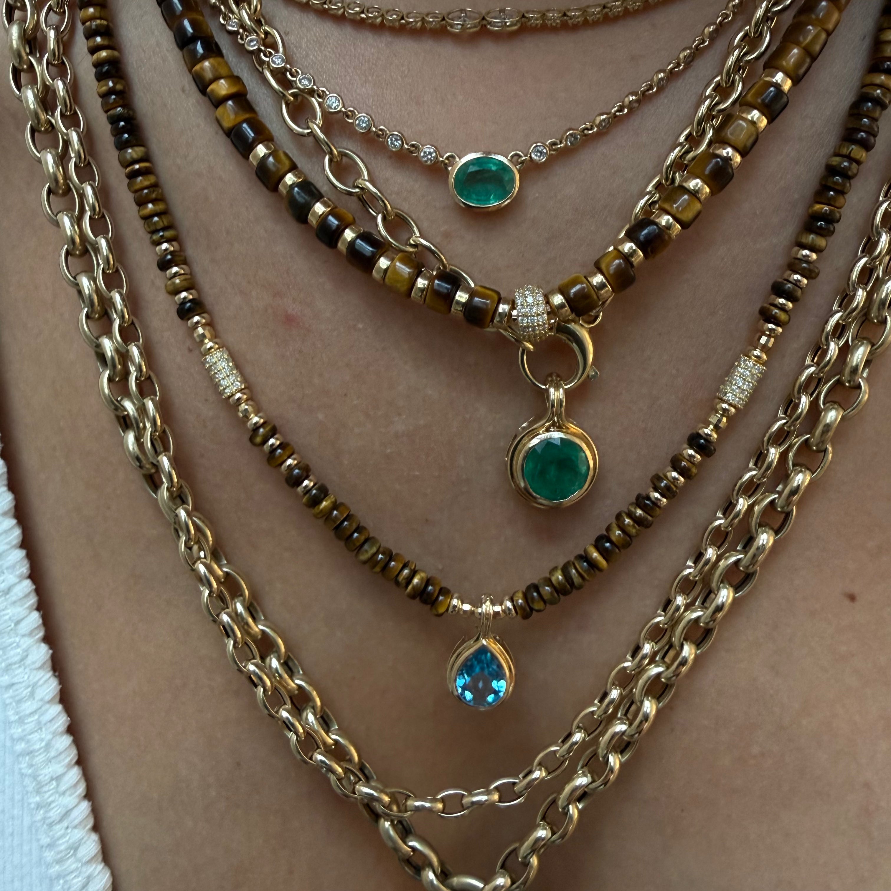 TIGERS EYE & DIAMOND BEAD NECKLACE