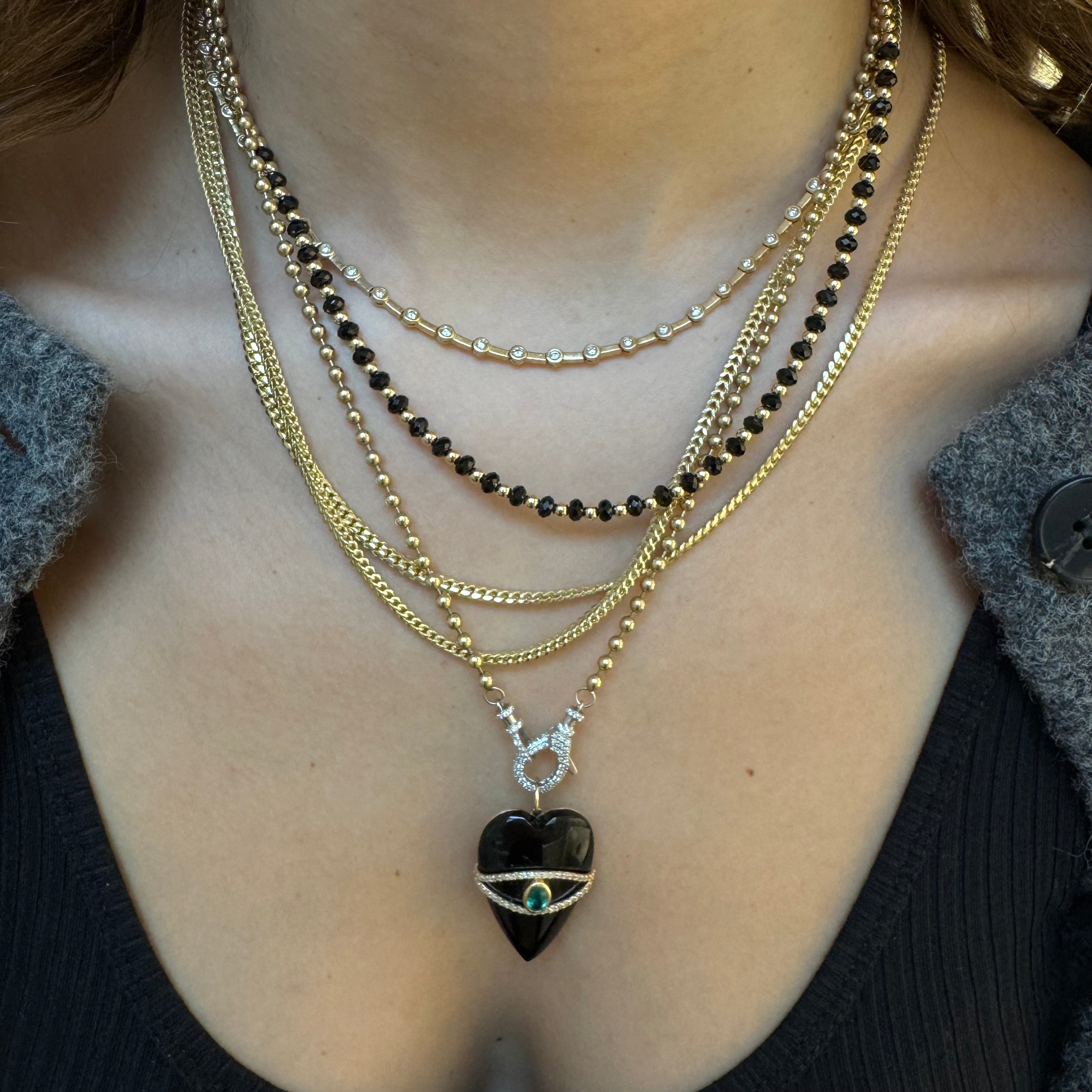 BLACK SPINEL AND GOLD BEADED NECKLACE