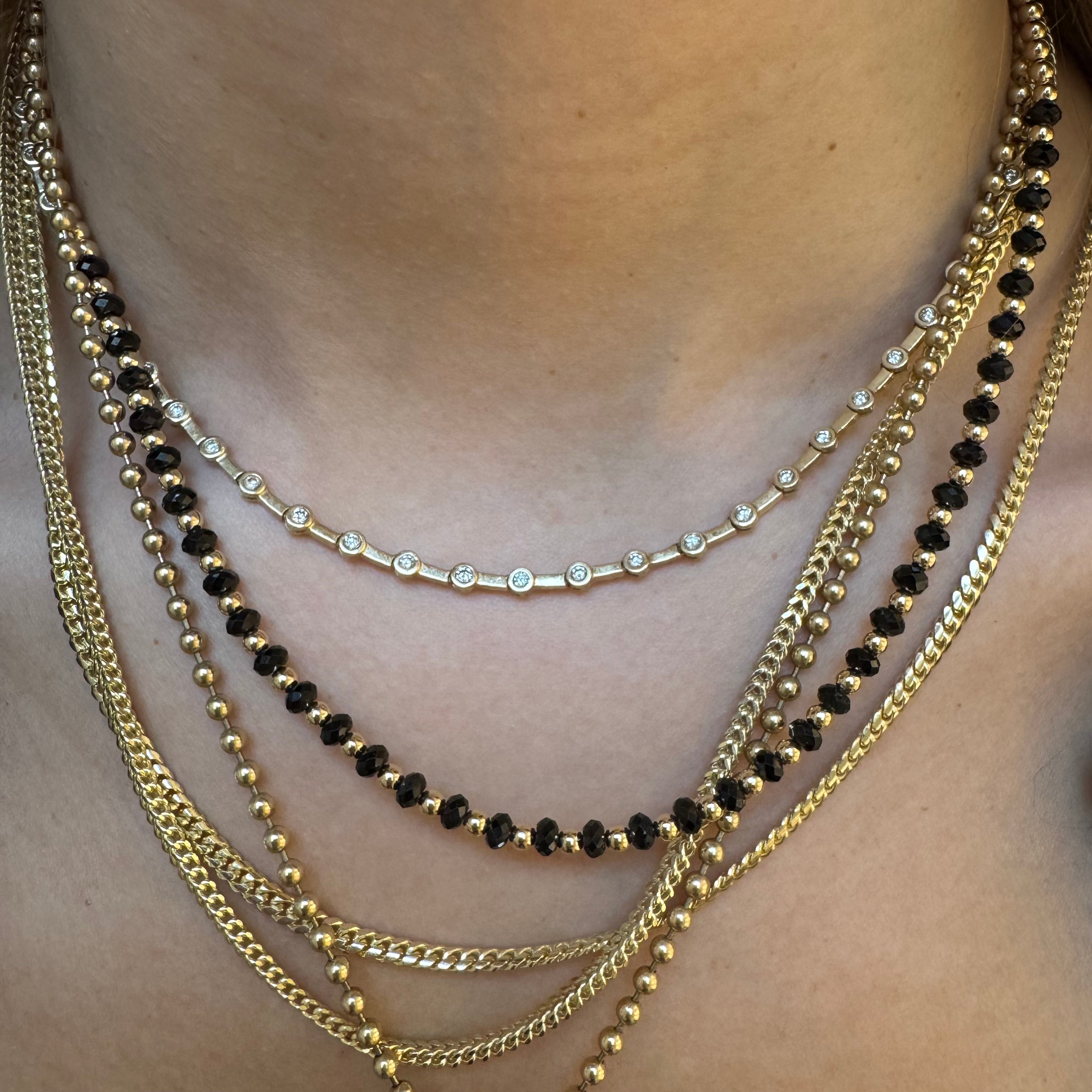 BLACK SPINEL AND GOLD BEADED NECKLACE