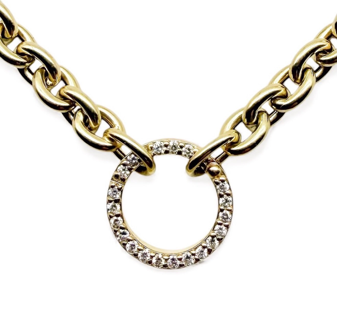 PUFFY ROLO CHAIN WITH GOLD AND DIAMOND CHARM HOLDER