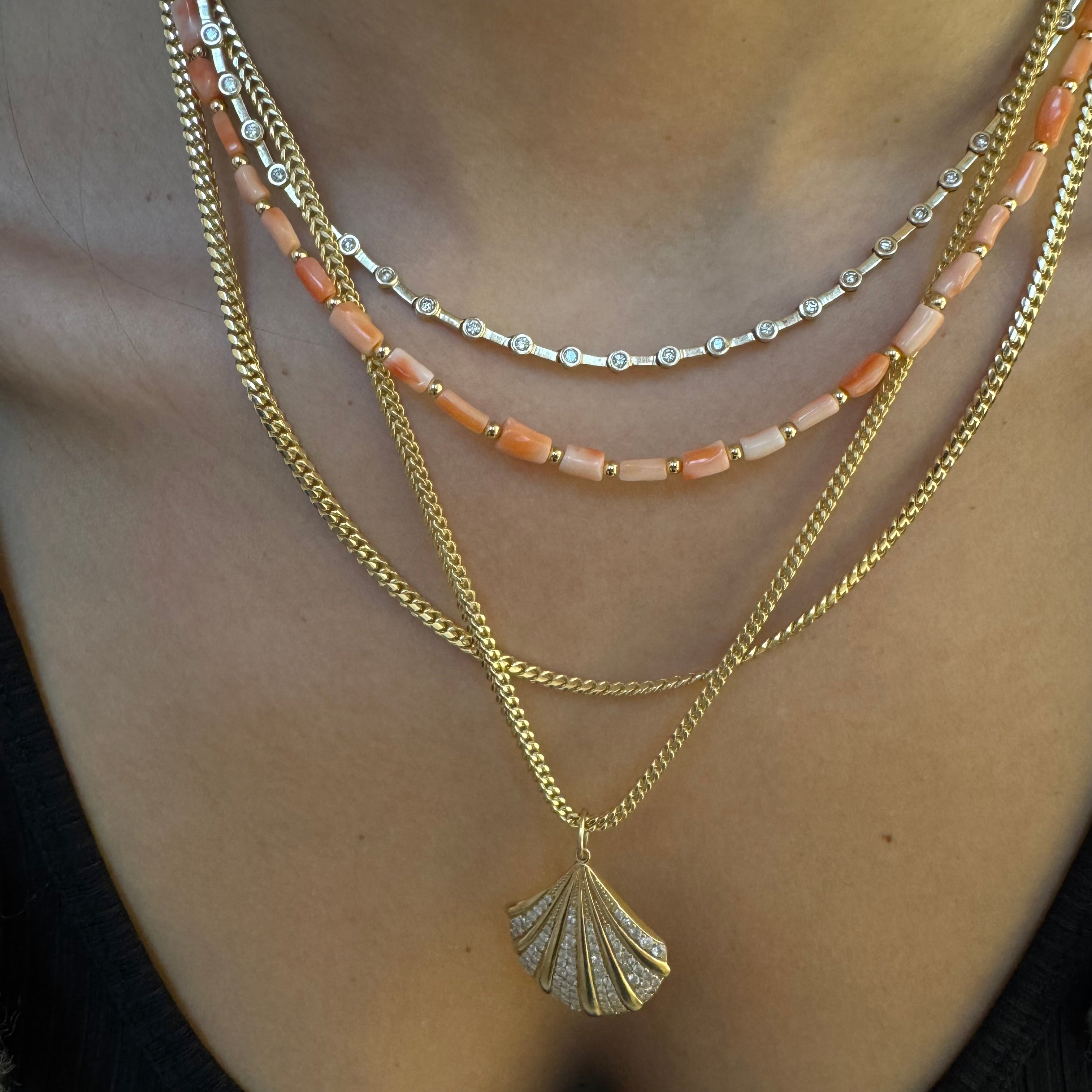 CORAL AND GOLD BEADED NECKLACE