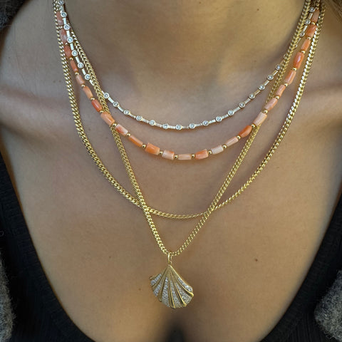 CORAL AND GOLD BEADED NECKLACE