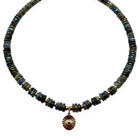 LABRADORITE & DIAMOND PROTECTION NECKLACE