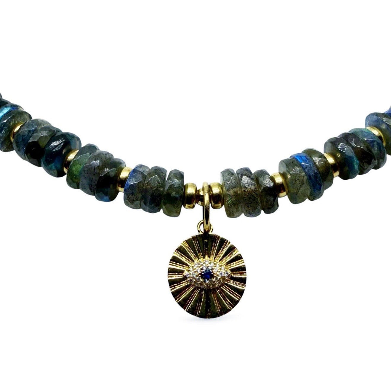 LABRADORITE & DIAMOND PROTECTION NECKLACE