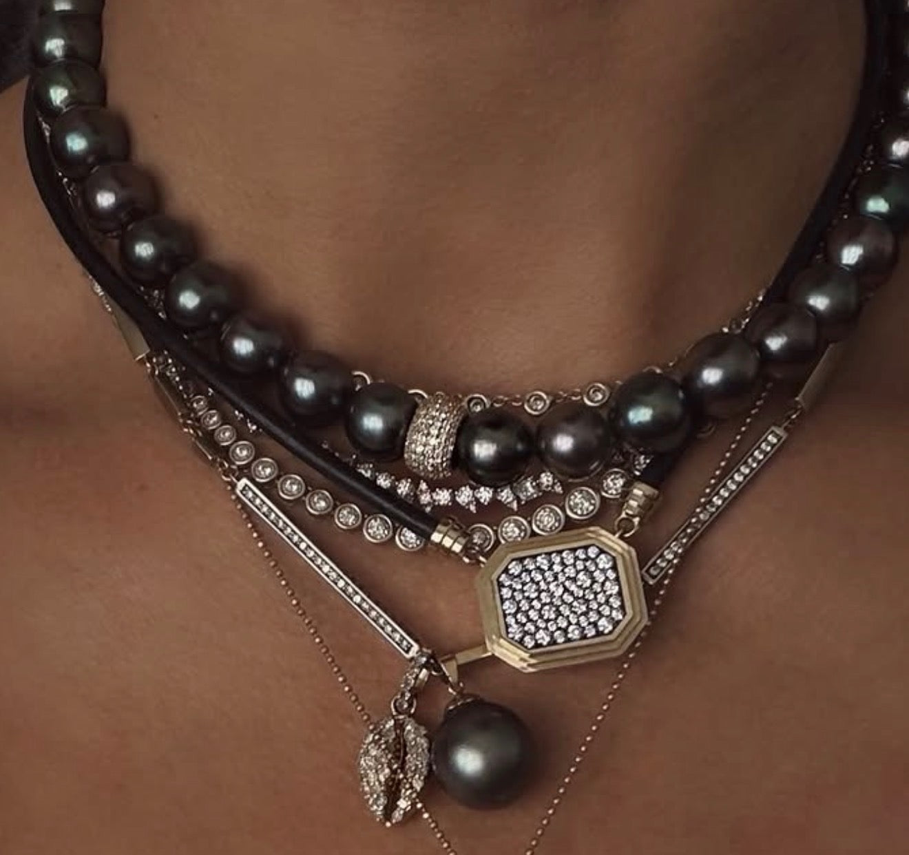 TAHITIAN PEARL NECKLACE WITH 14K GOLD AND DIAMOND BEAD OPTION