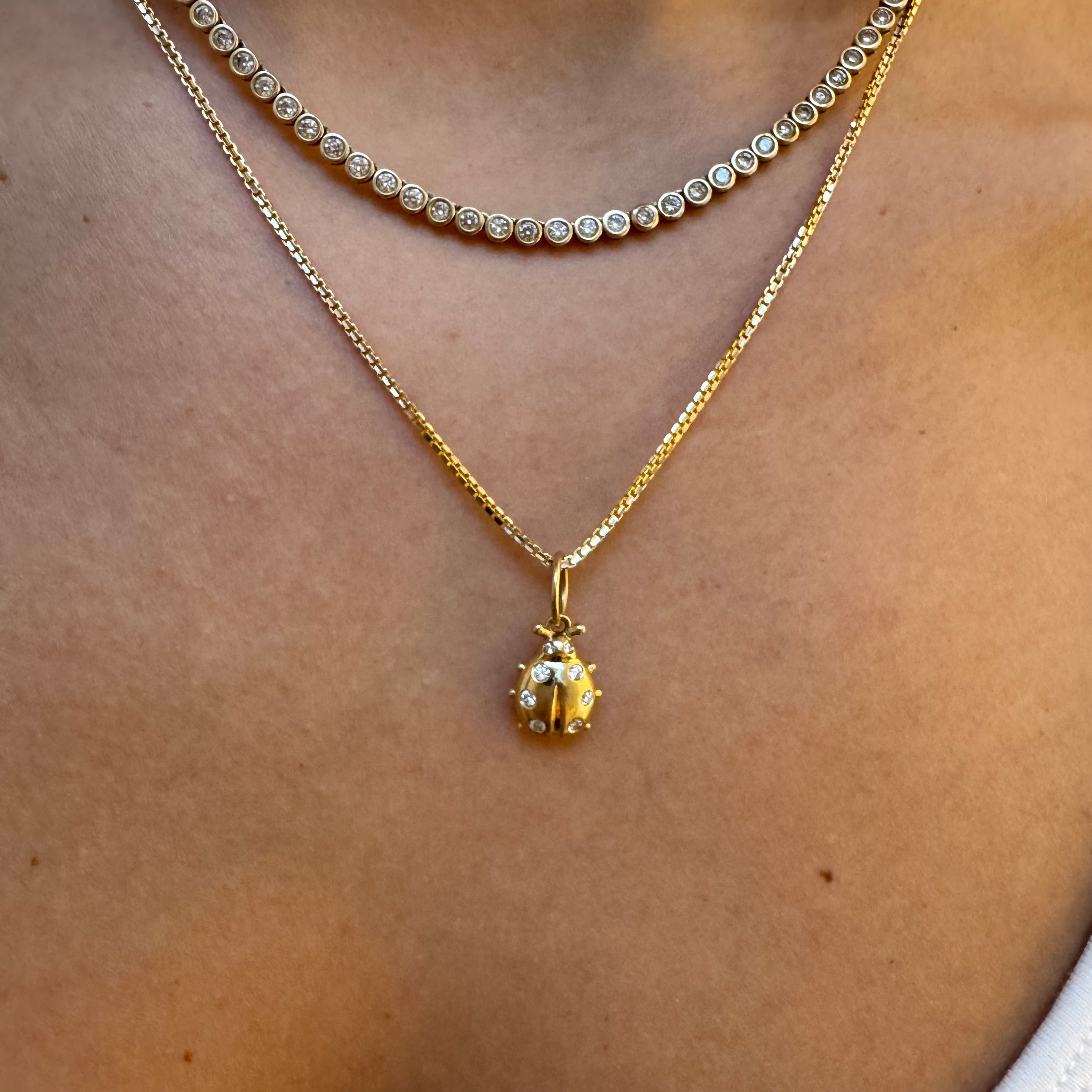 14K GOLD & DIAMOND LADY BUG PENDANT