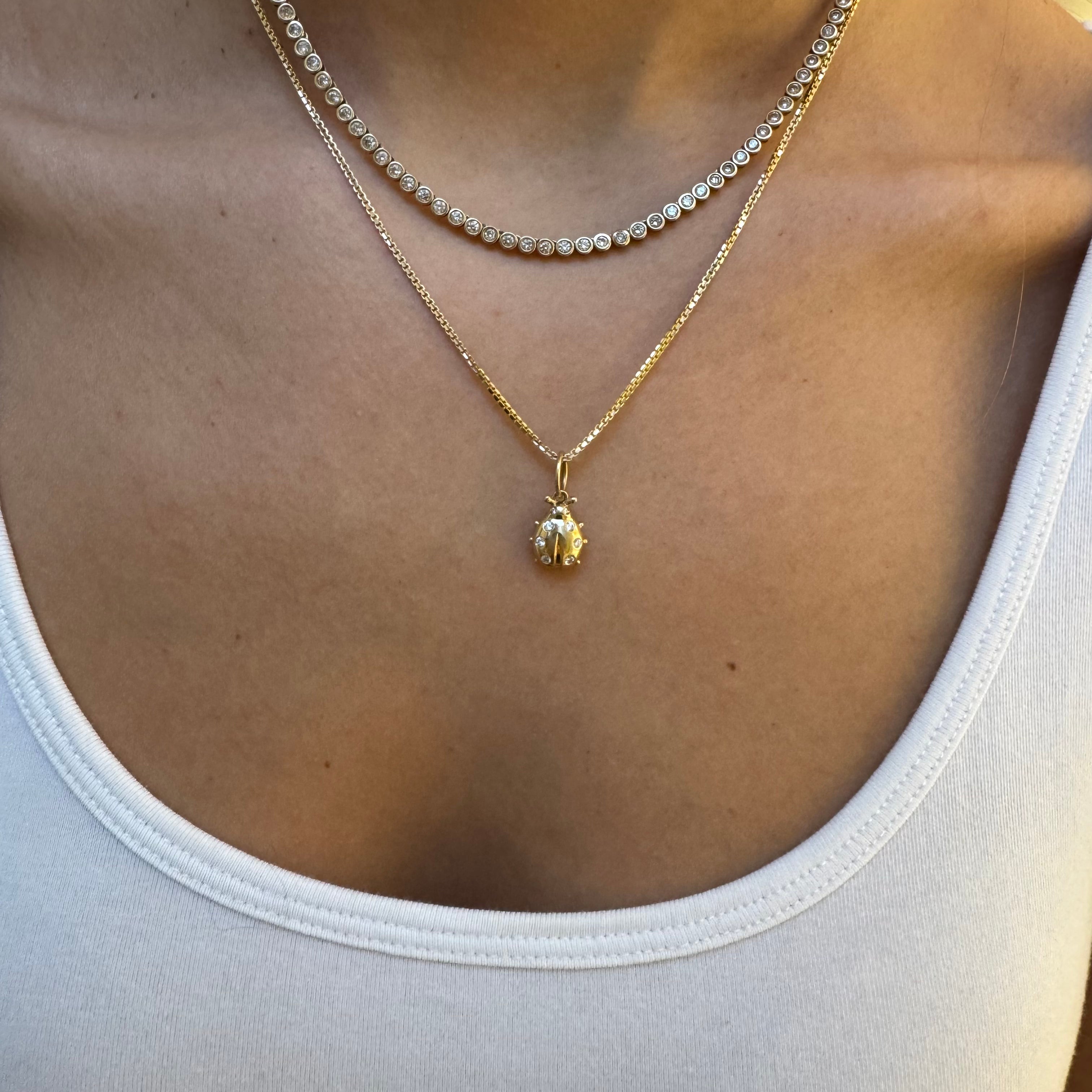 14K GOLD & DIAMOND LADY BUG PENDANT