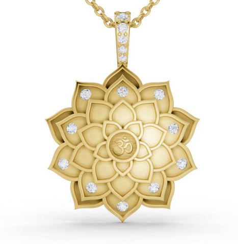 14K GOLD DIAMOND LOTUS PENDANT