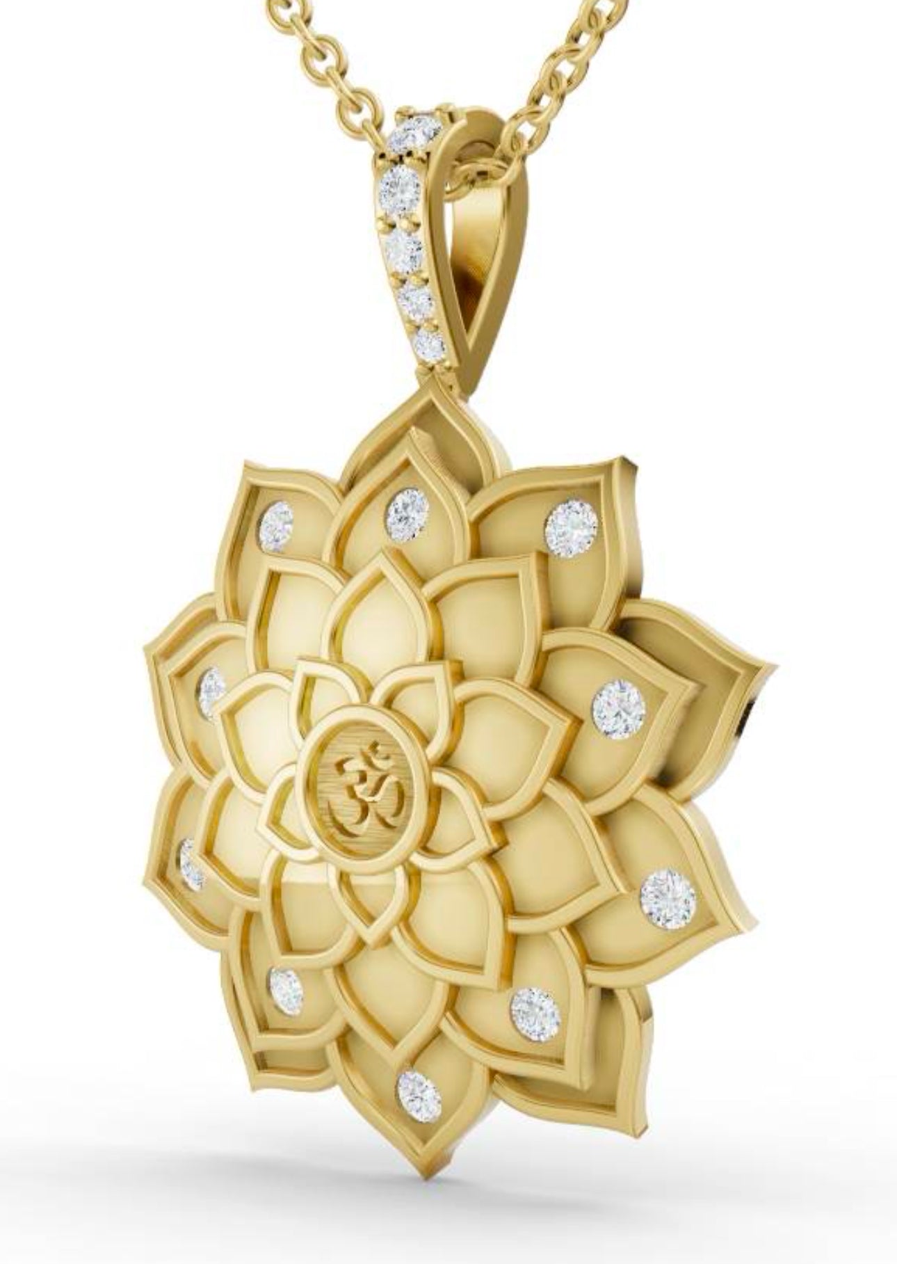 14K GOLD DIAMOND LOTUS PENDANT