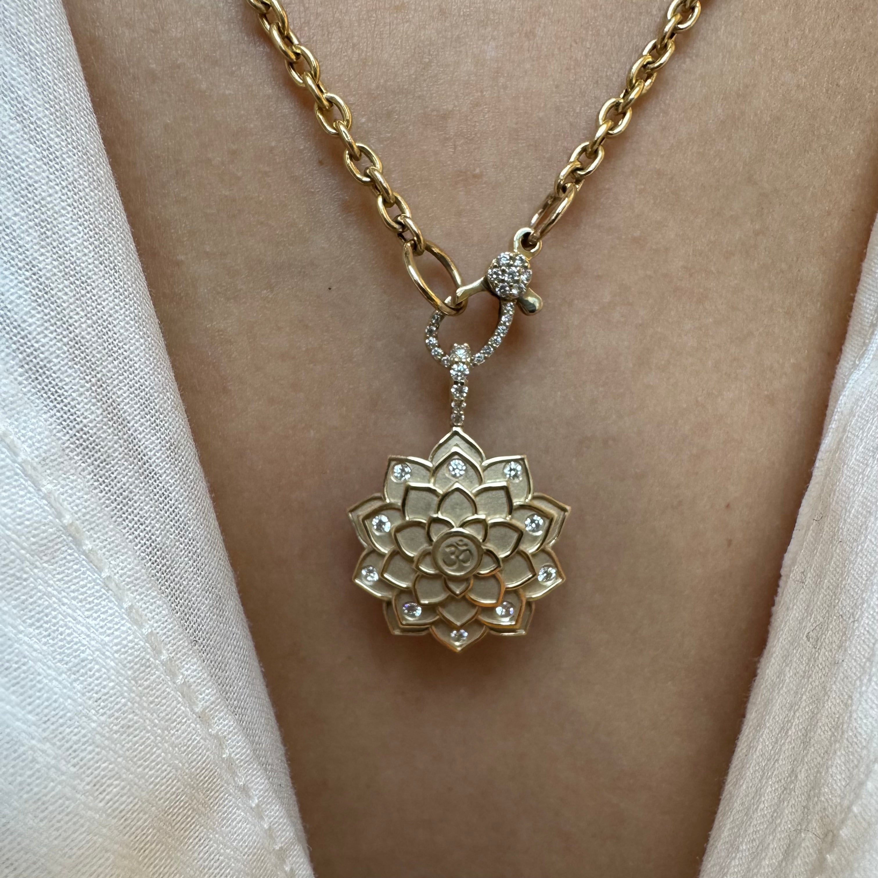 14K GOLD DIAMOND LOTUS PENDANT