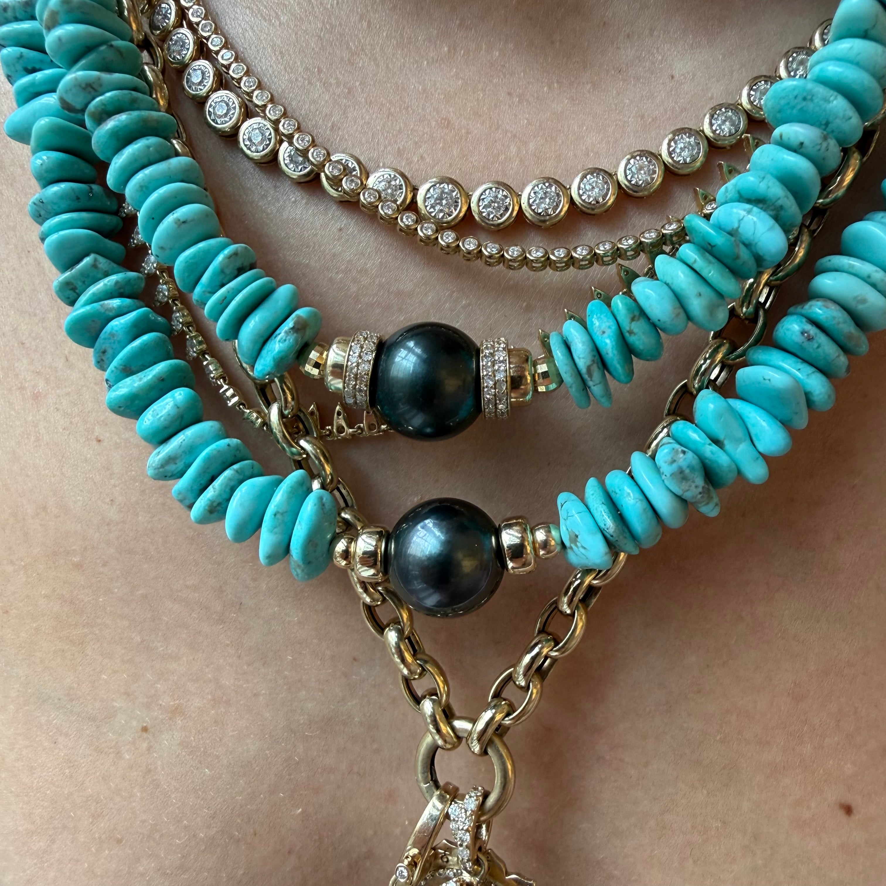 TURQUOISE AND TAHITIAN PEARL NECKLACE