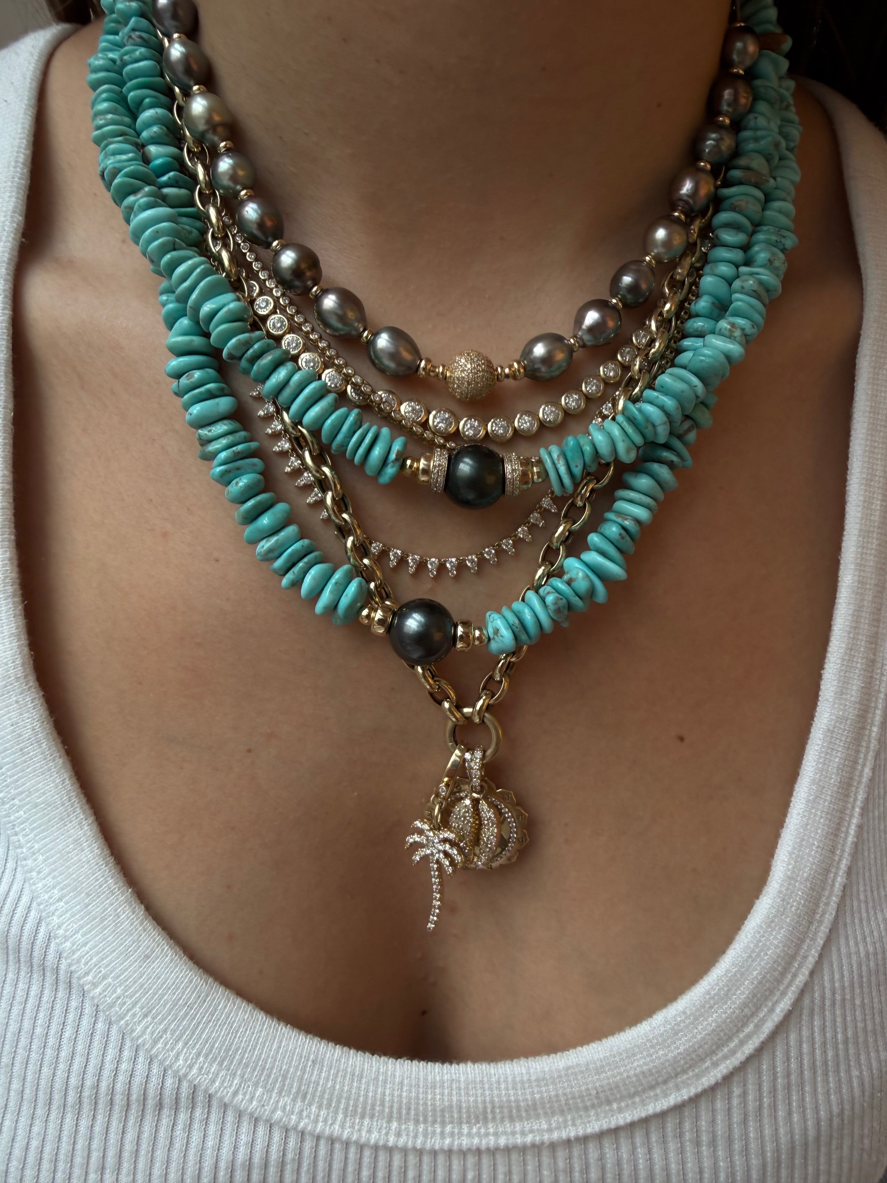 TAHITIAN PEARL NECKLACE WITH DIAMOND FOCAL BEAD