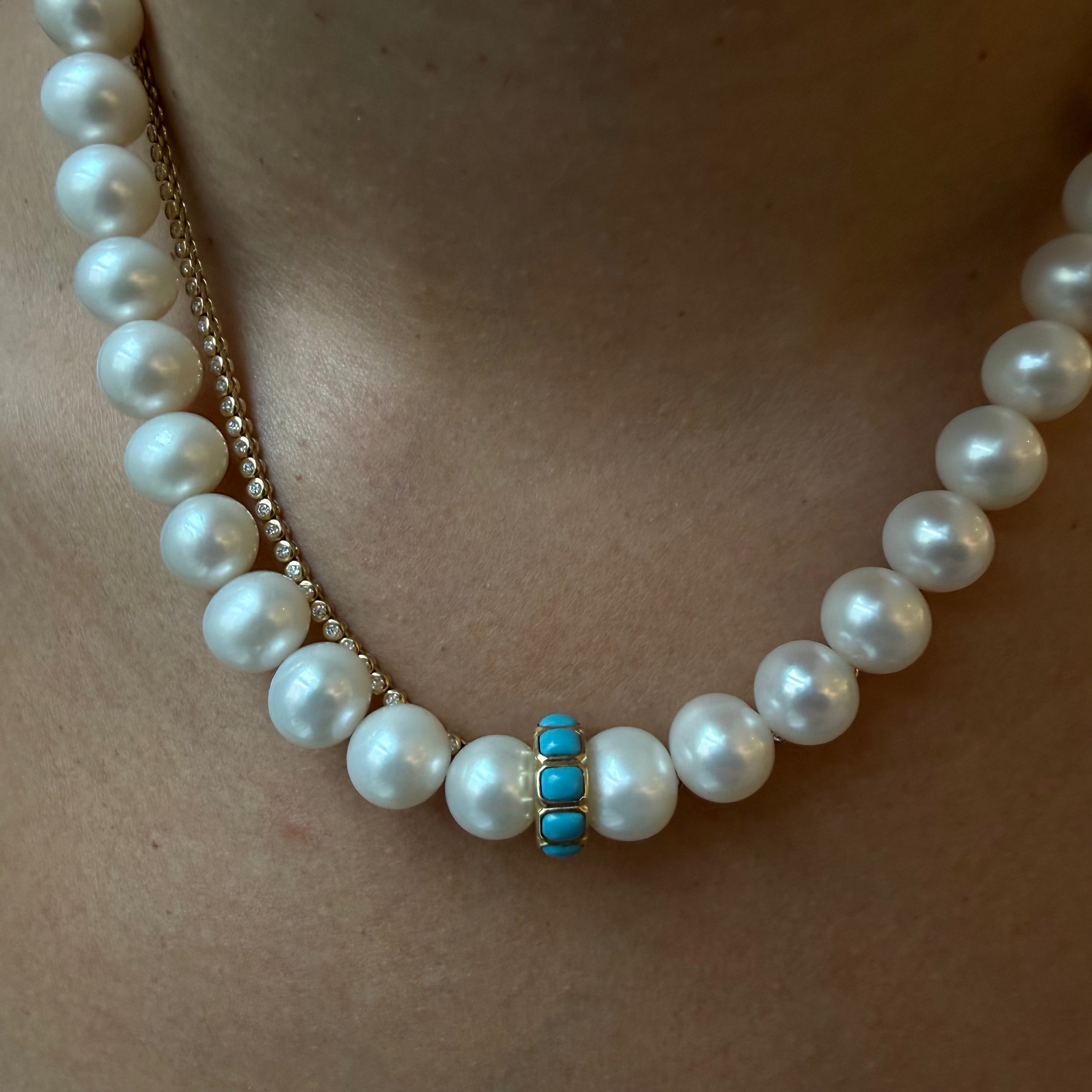PEARL & TURQUOISE BEAD NECKLACE