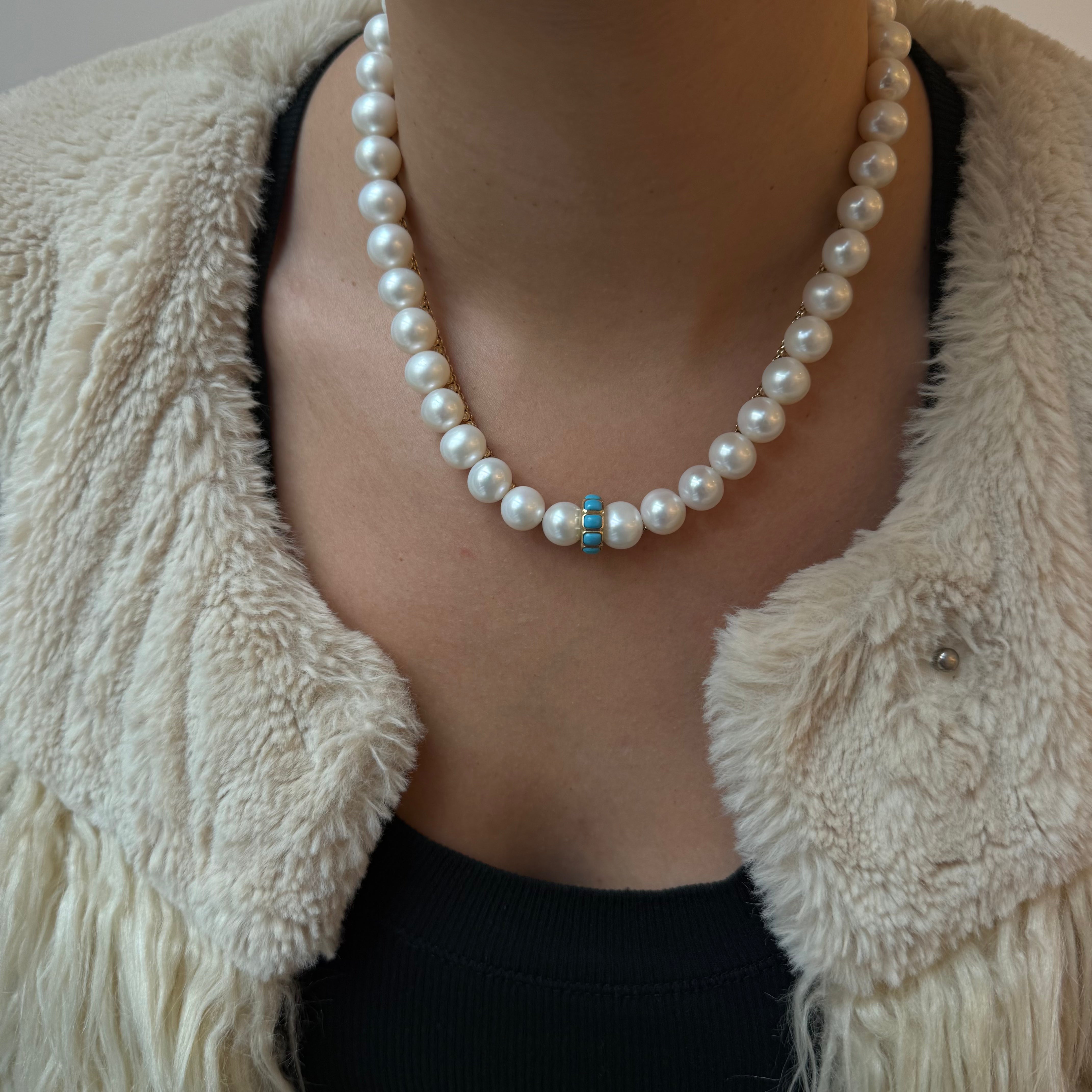 PEARL & TURQUOISE BEAD NECKLACE