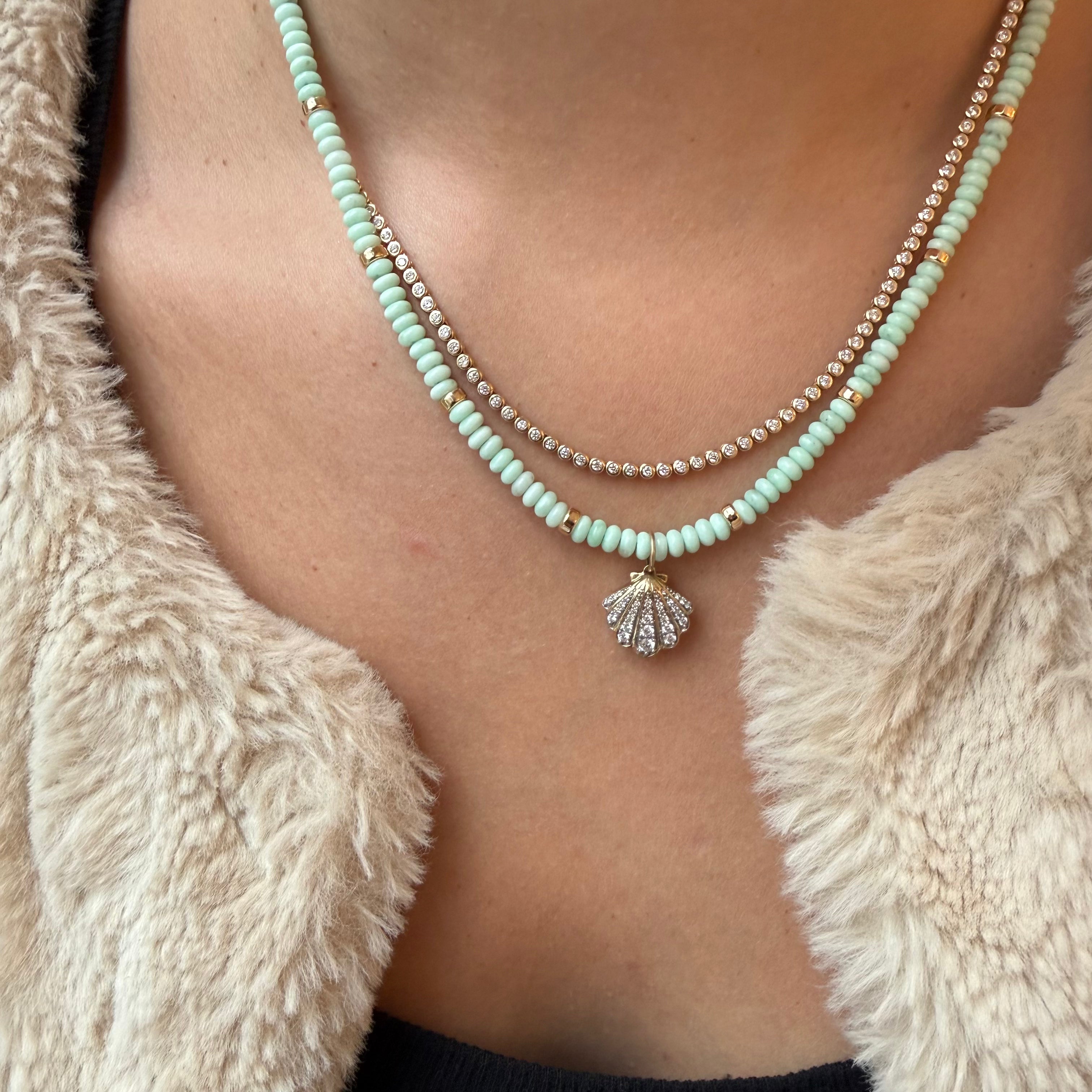 14K GOLD AND DIAMOND SHELL ON PALOMA BEADS