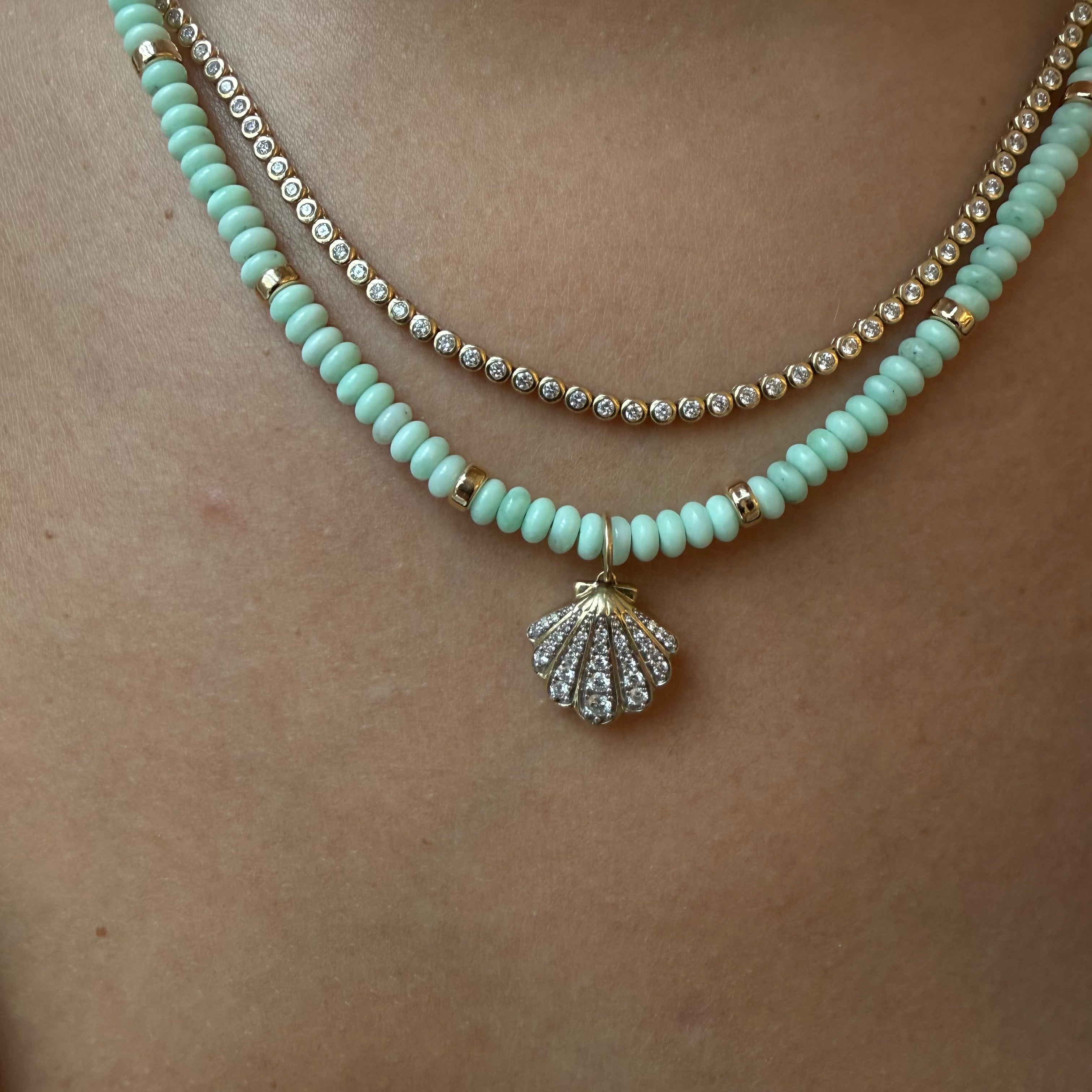 14K GOLD AND DIAMOND SHELL ON PALOMA BEADS
