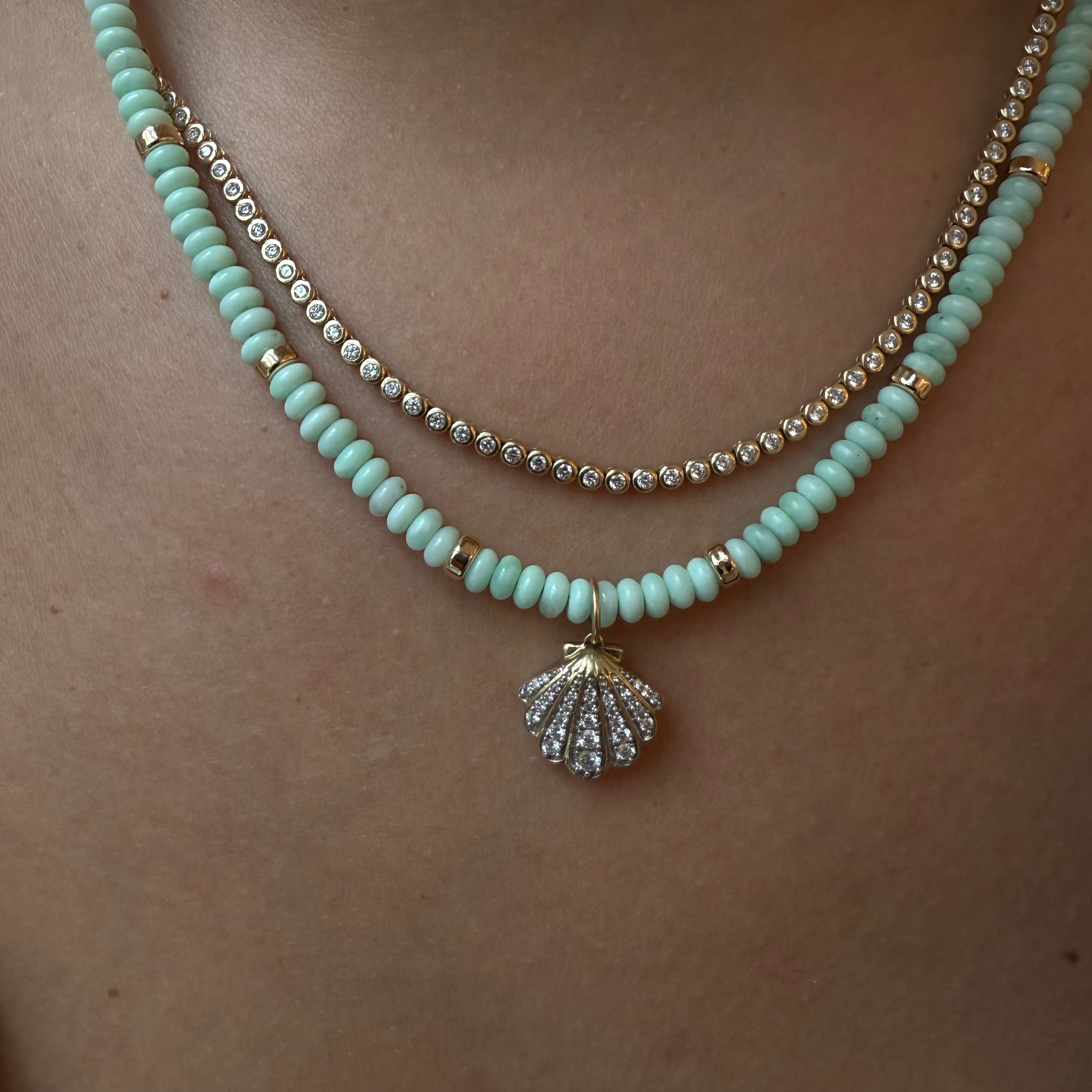 14K GOLD AND DIAMOND SHELL ON PALOMA BEADS