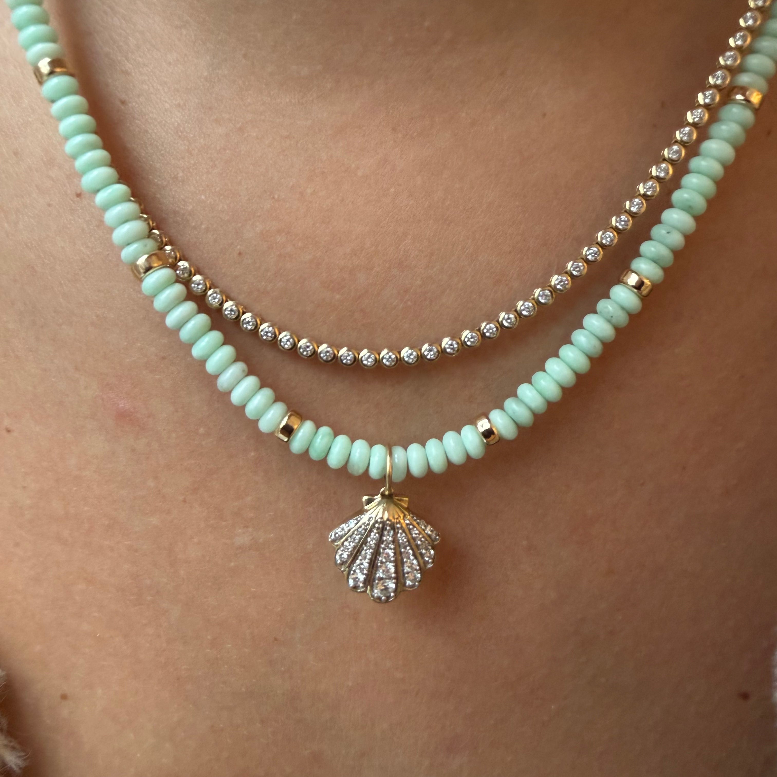 14K GOLD AND DIAMOND SHELL ON PALOMA BEADS