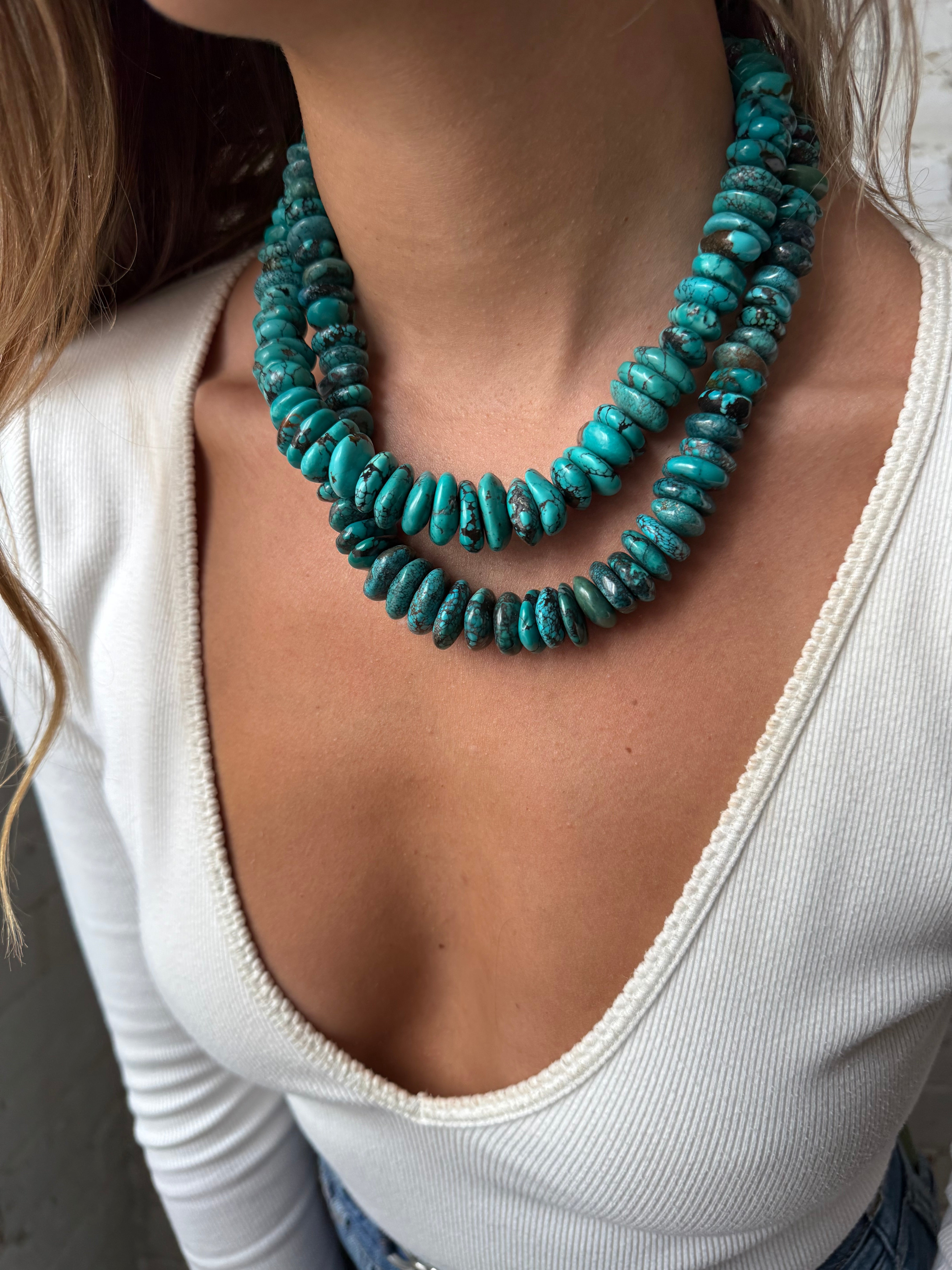 CHUNKY TURQUIOSE DISC NECKLACES