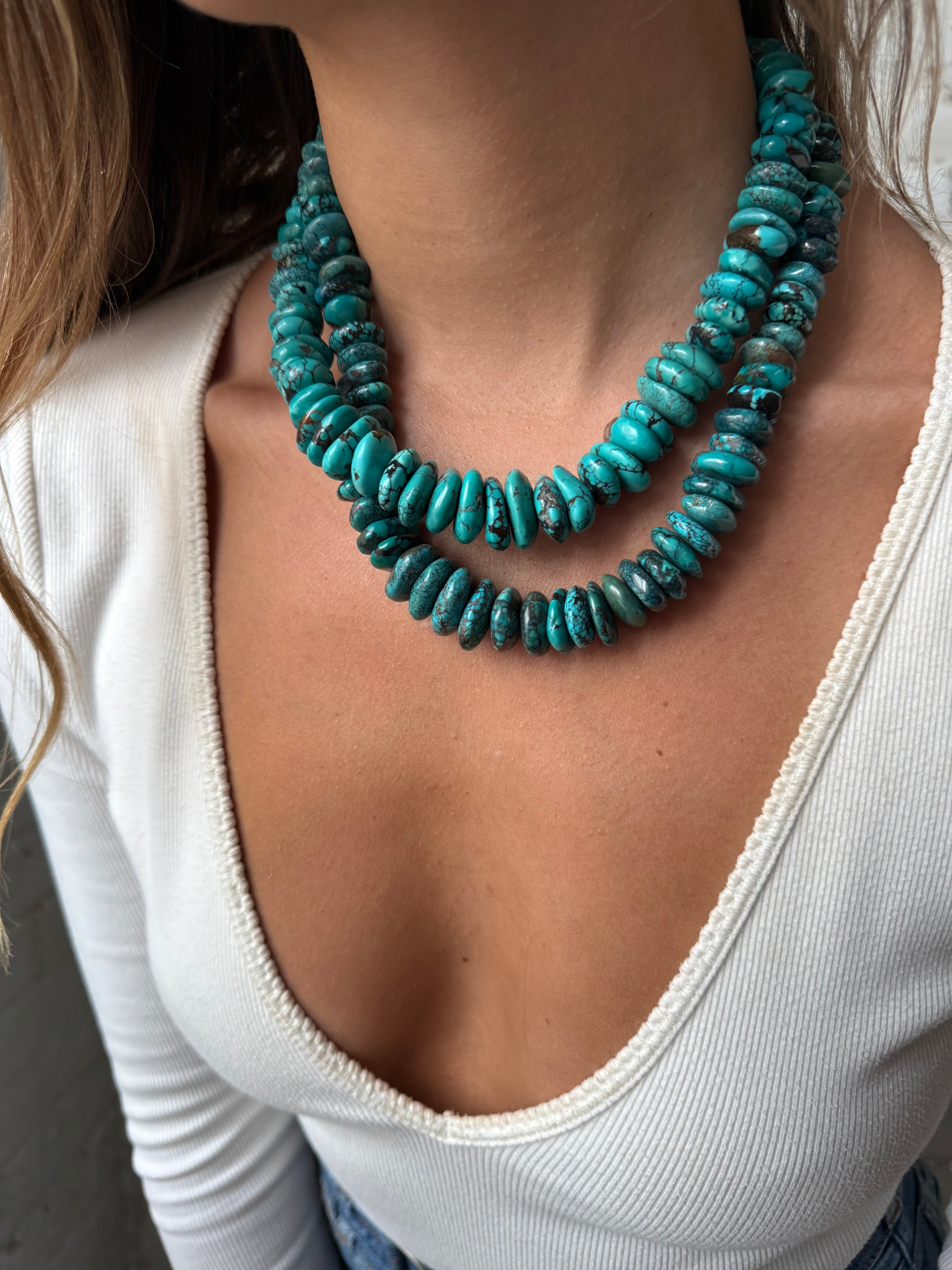 CHUNKY TURQUIOSE DISC NECKLACES