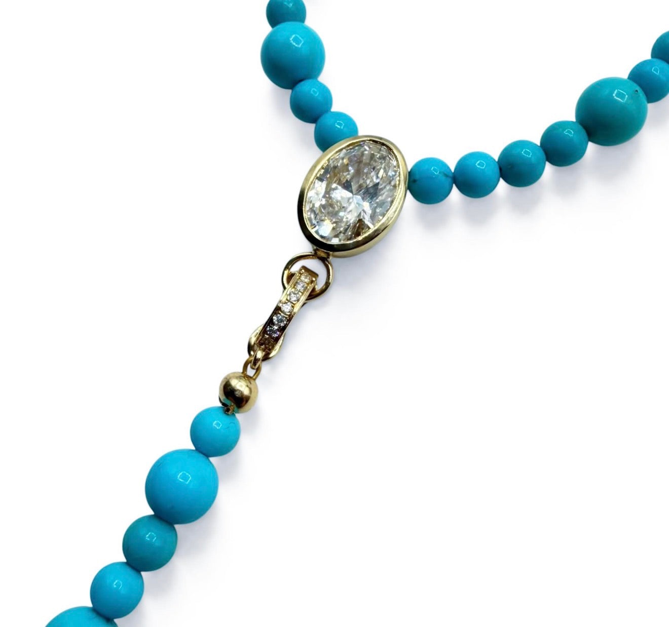 SLEEPING BEAUTY TURQUOISE & DIAMOND LARIAT NECKLACE