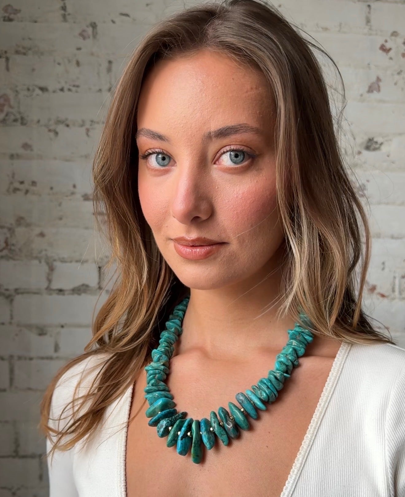 THE CHUNKY TURQUOISE AND GOLD NECKLACE. ONE OF A KIND