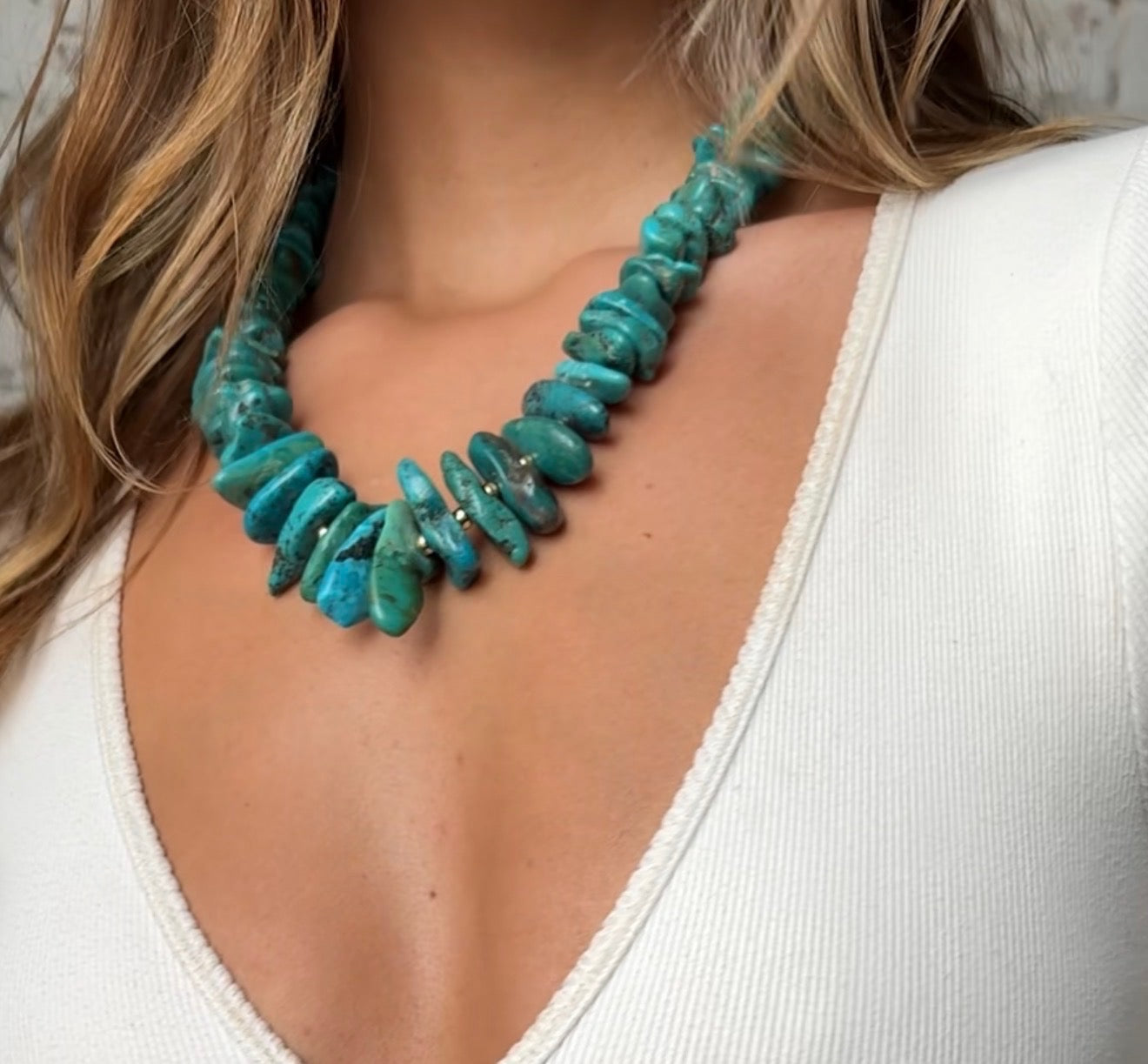 THE CHUNKY TURQUOISE AND GOLD NECKLACE. ONE OF A KIND