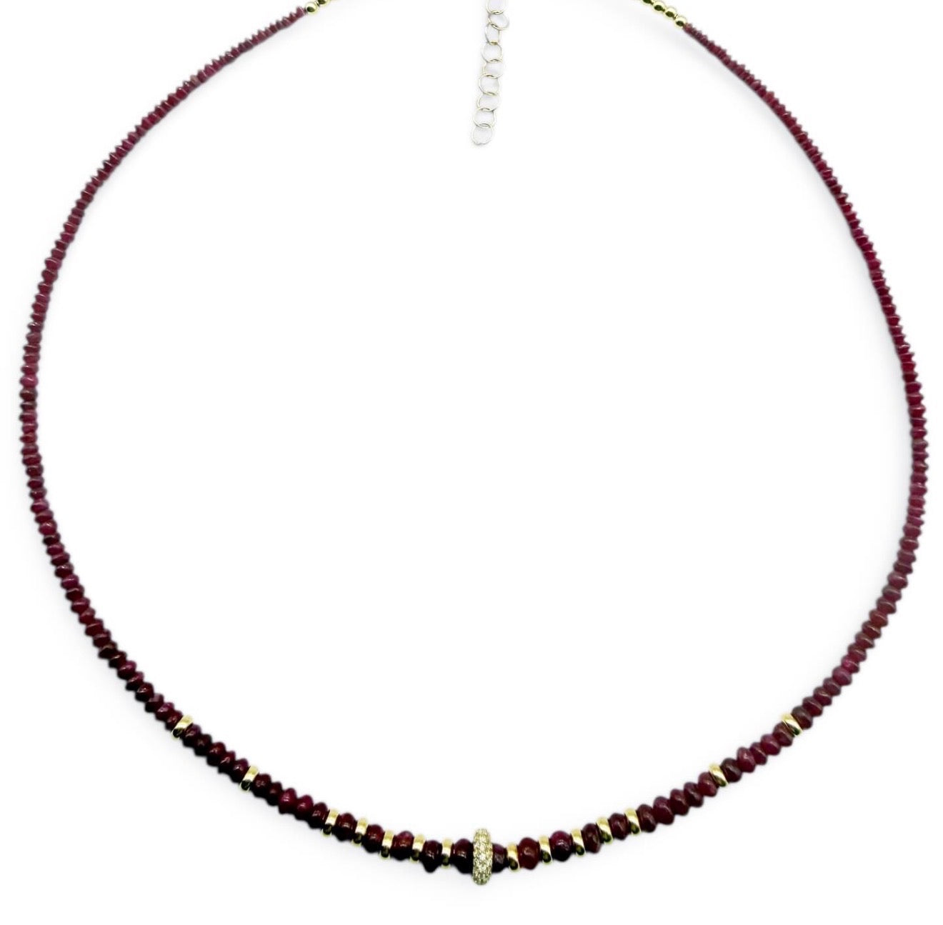 RUBY NECKLACE WITH DIAMOND FOCAL BEAD