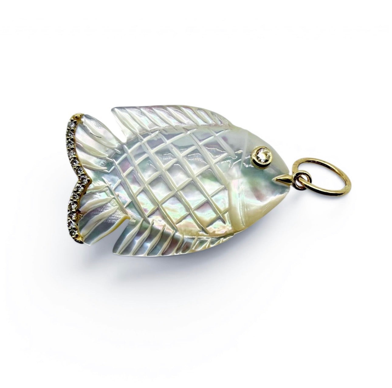 MOTHER OF PEARL & DIAMOND FISH CHARM