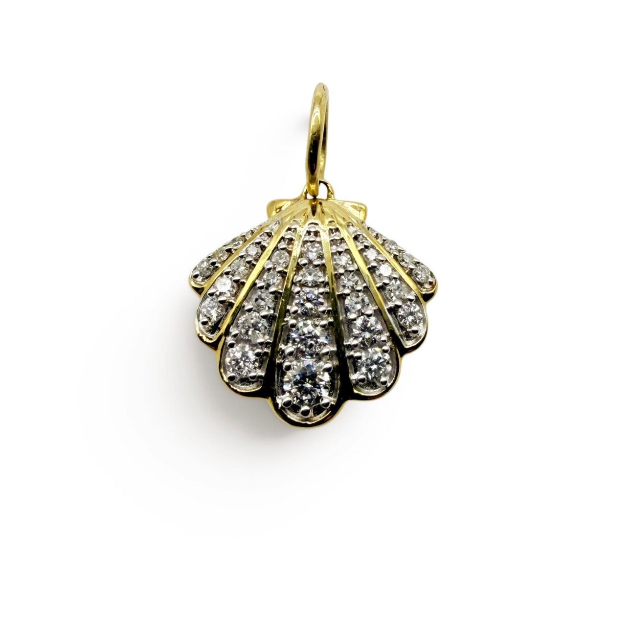 SOLID GOLD & DIAMOND 14K GOLD SHELL CHARM